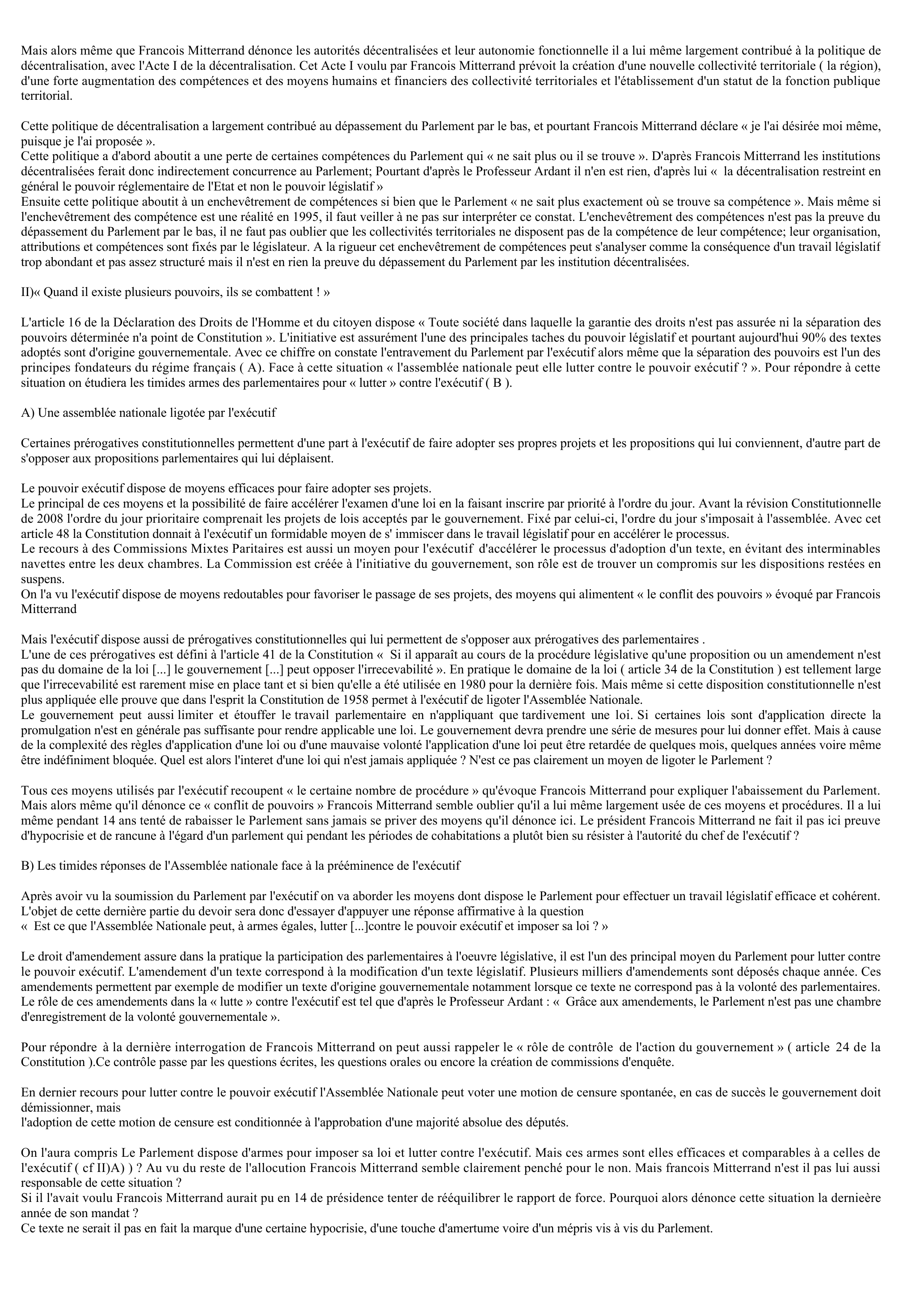 Prévisualisation du document Commentaire juridique du discours de Mitterrand du 19 Avril 1995 (droit)