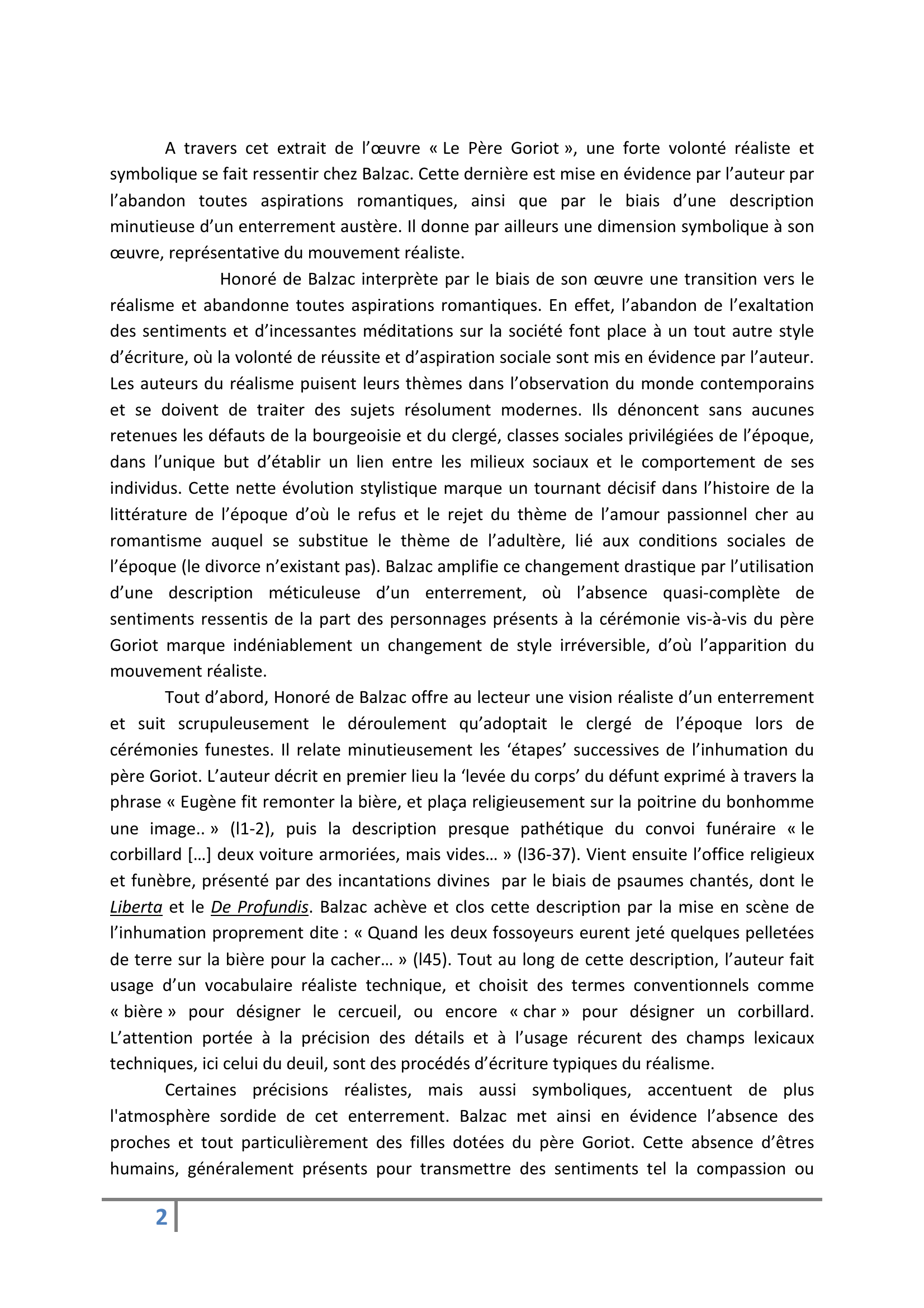 Prévisualisation du document Commentaire – « Le Père Goriot » d’Honoré de Balzac: L'enterrement