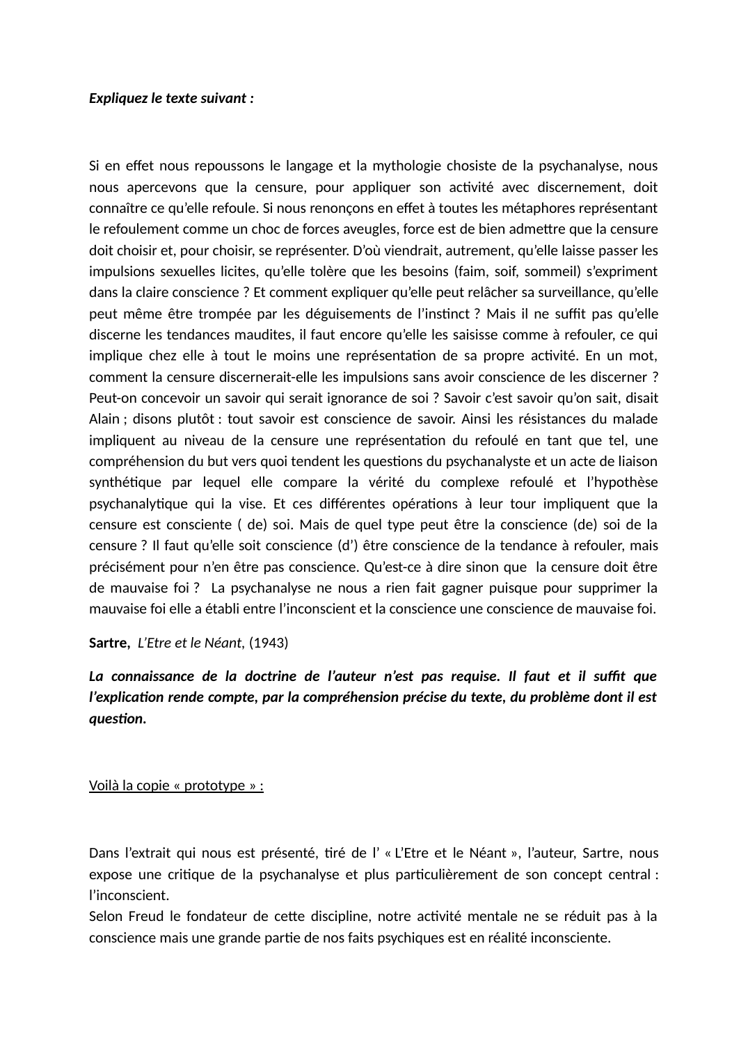 Prévisualisation du document Commentaire: « L’Etre et le Néant » Sartre, critique de la psychanalyse