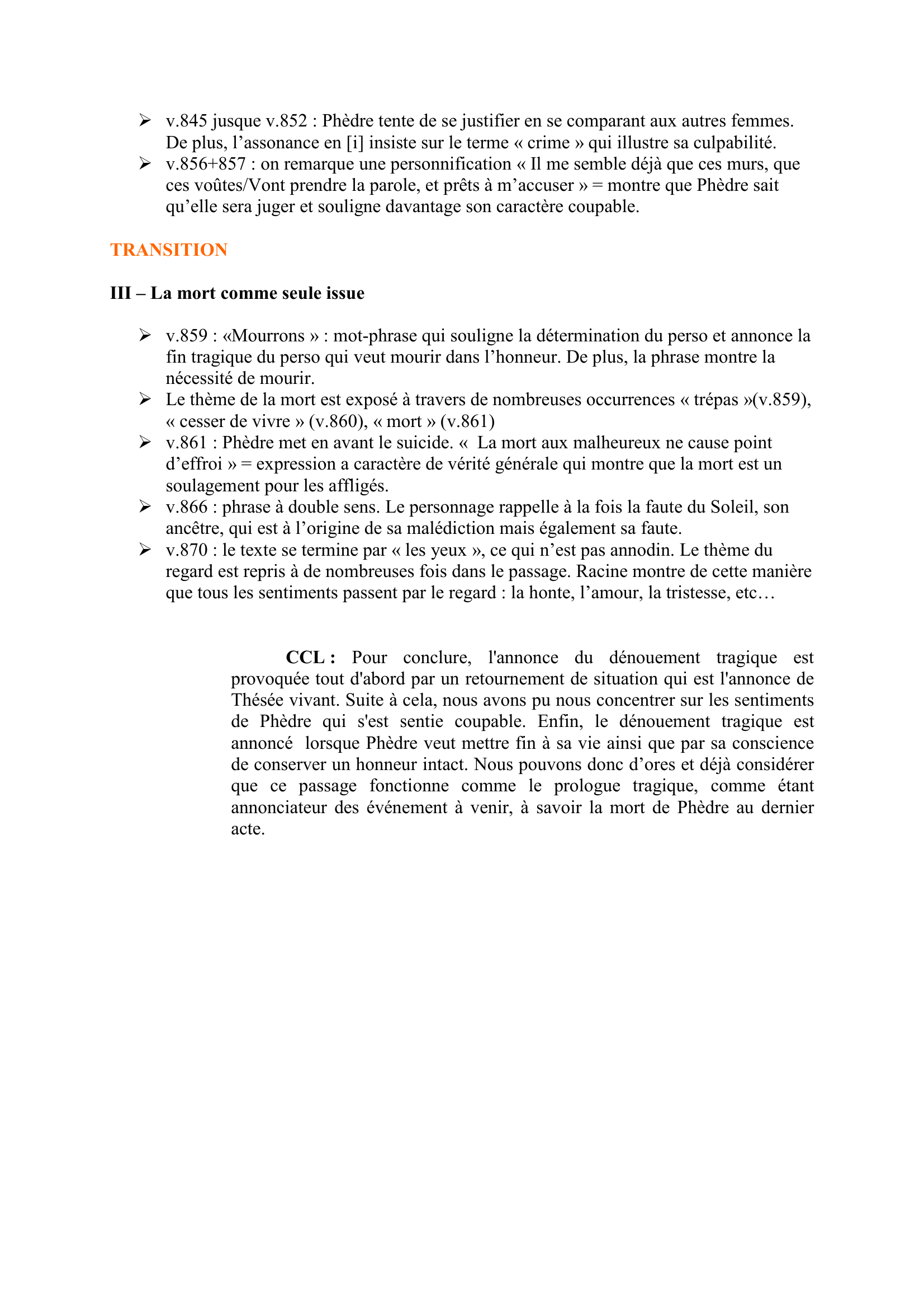 Prévisualisation du document Commentaire linéaire, plan détaillé Phèdre ; III, 3