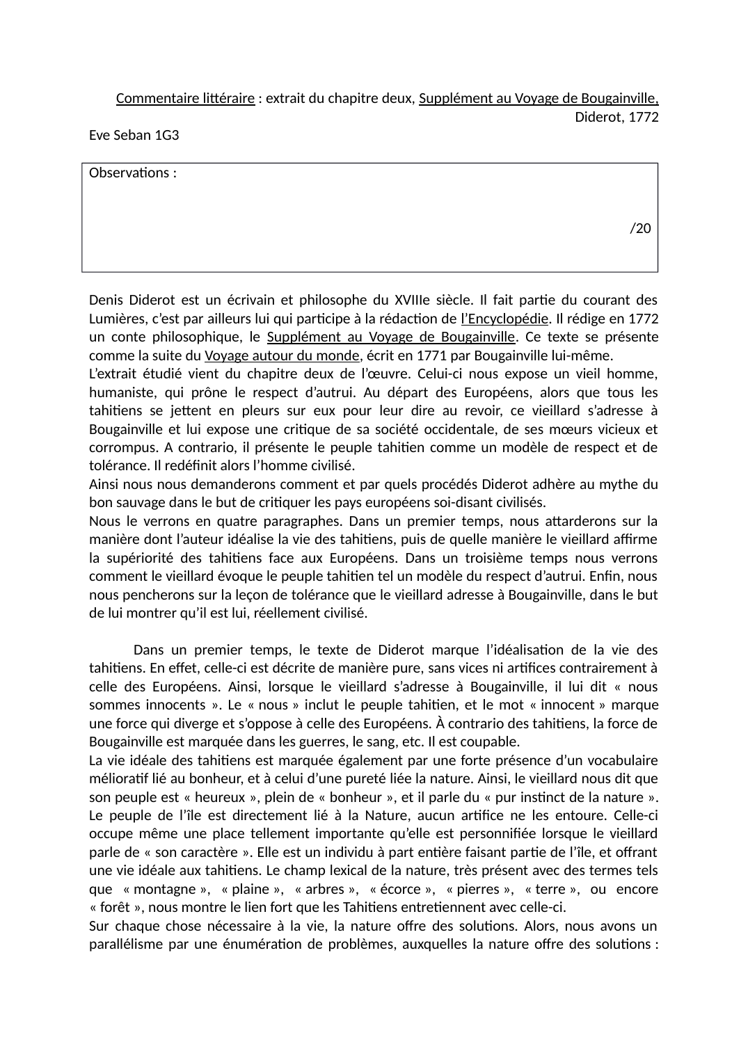 Prévisualisation du document commentaire littéraire Chap 2, Supplément au voyage de bougainville, Diderot