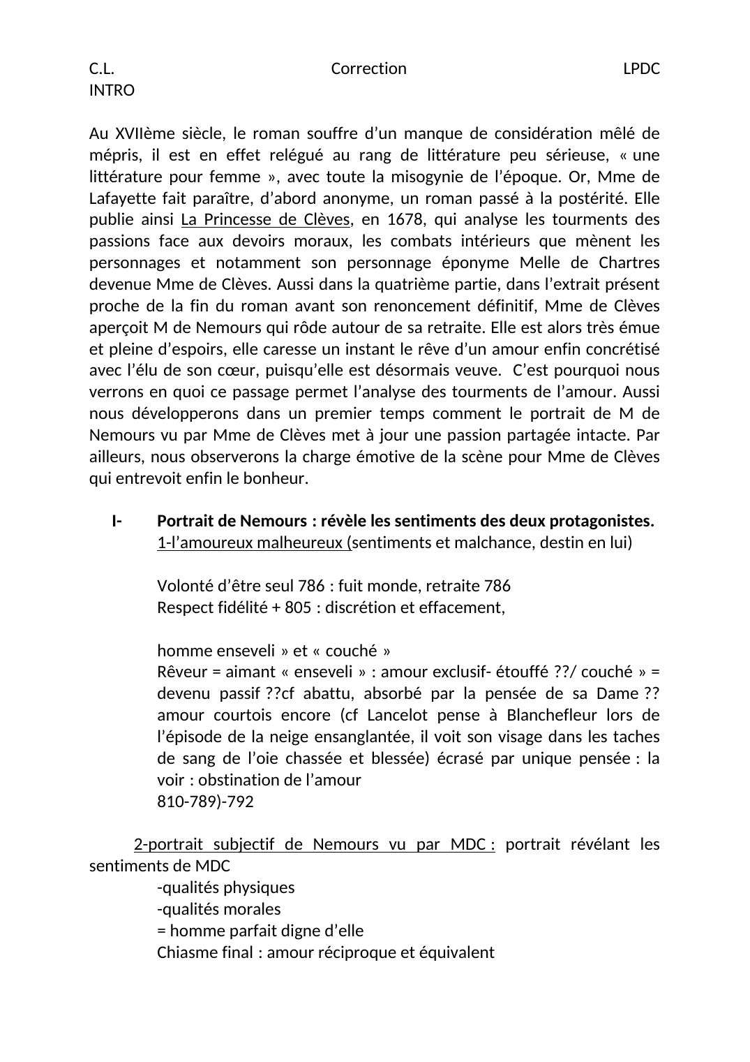 Prévisualisation du document Commentaire Littéraire La Princesse de Clèves
