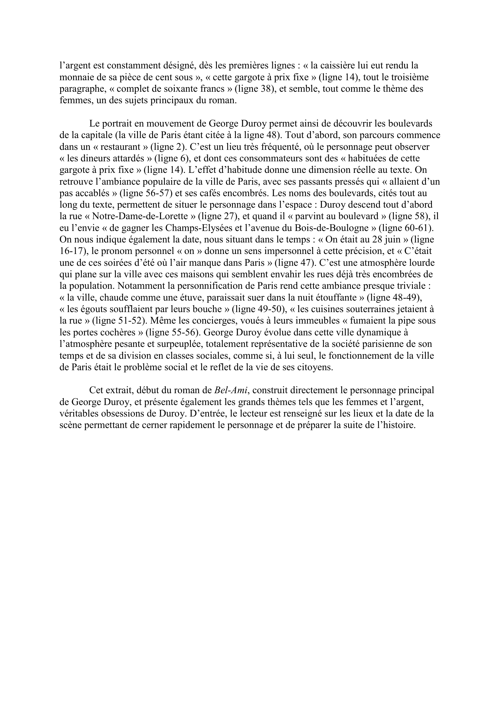Prévisualisation du document Commentaire littéraire Maupassant, Bel-Ami, Partie 1 chapitre 1