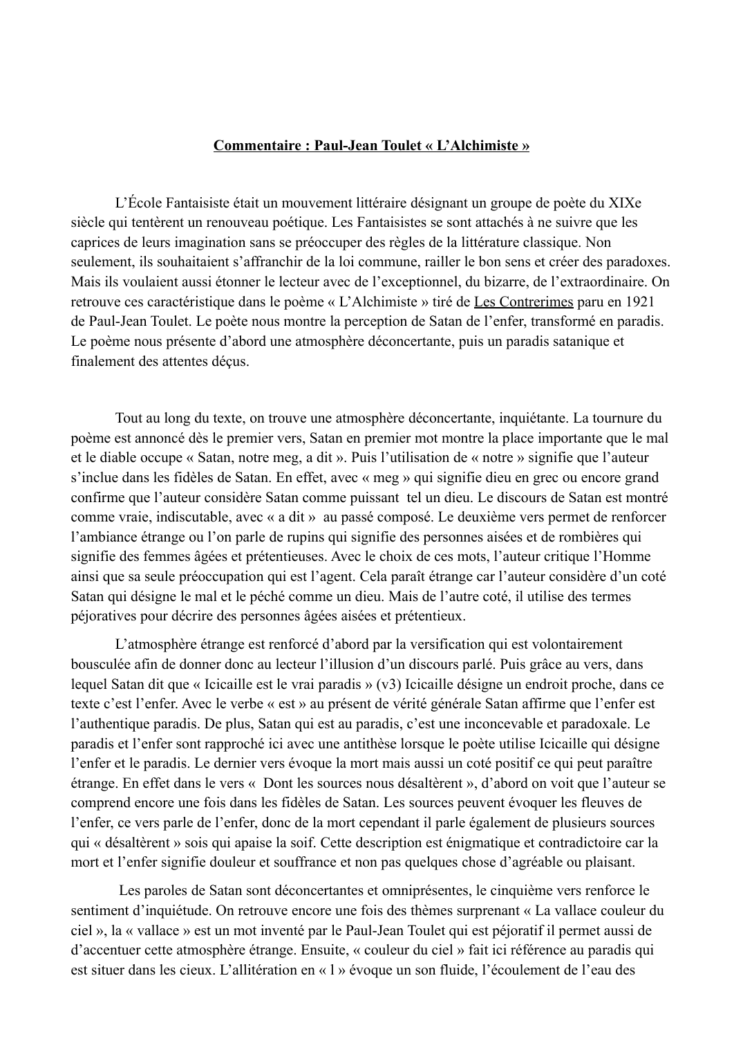 Prévisualisation du document Commentaire : Paul-Jean Toulet « L’Alchimiste »