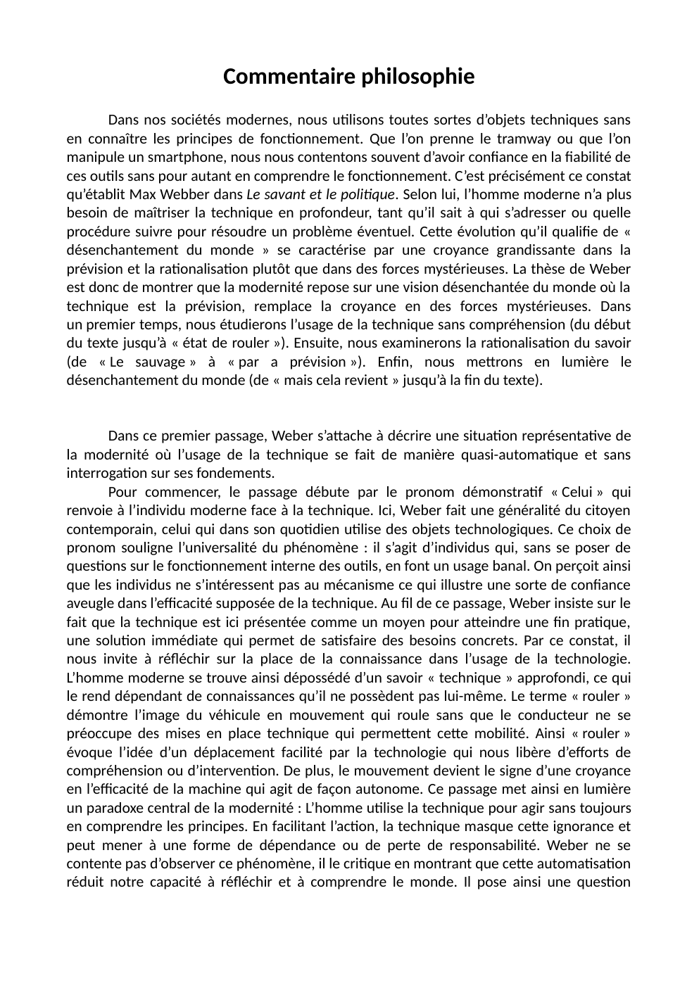 Prévisualisation du document Commentaire philosophie - La technique