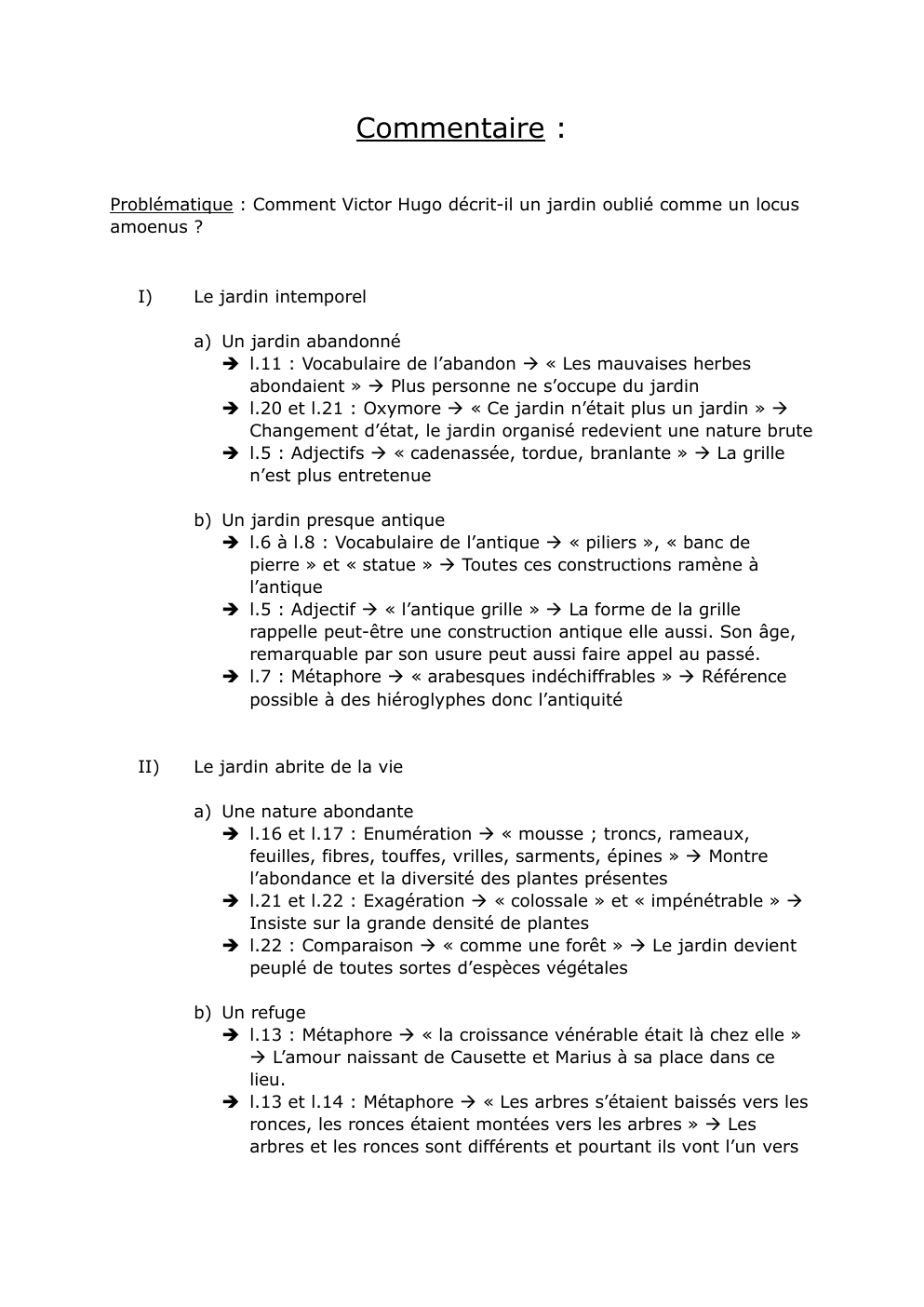 Prévisualisation du document Commentaire : Problématique : Comment Victor Hugo décrit-il un jardin oublié comme un locus amoenus ?