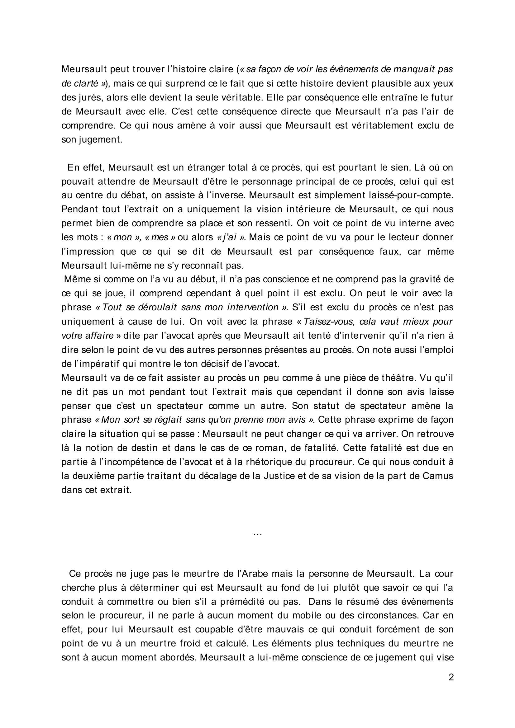 Prévisualisation du document Commentaire procès de Meursault extrait de : L'étranger