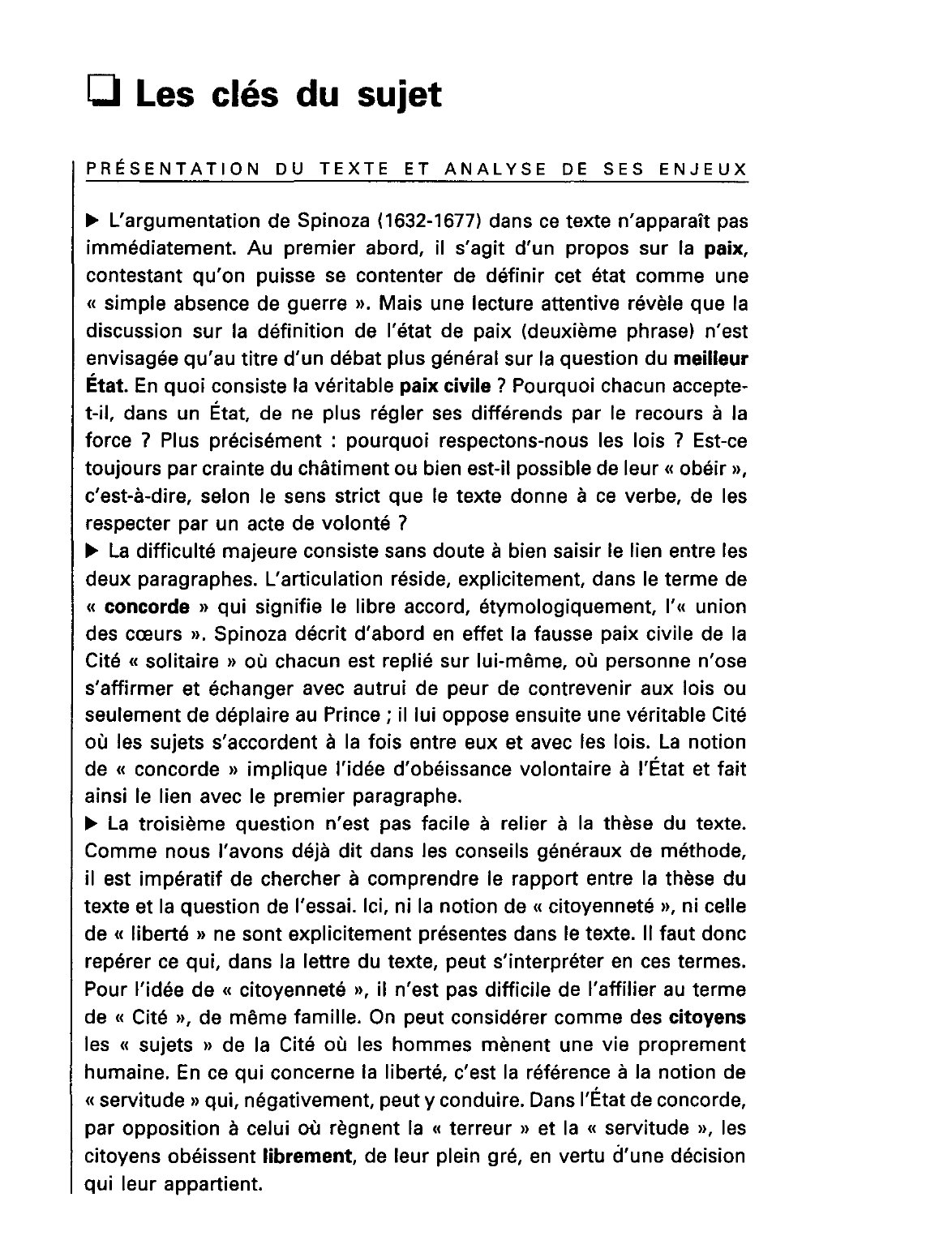 Prévisualisation du document Commentaire Spinoza: L'État n'impose pas la paix par la force mais par la « concorde ».