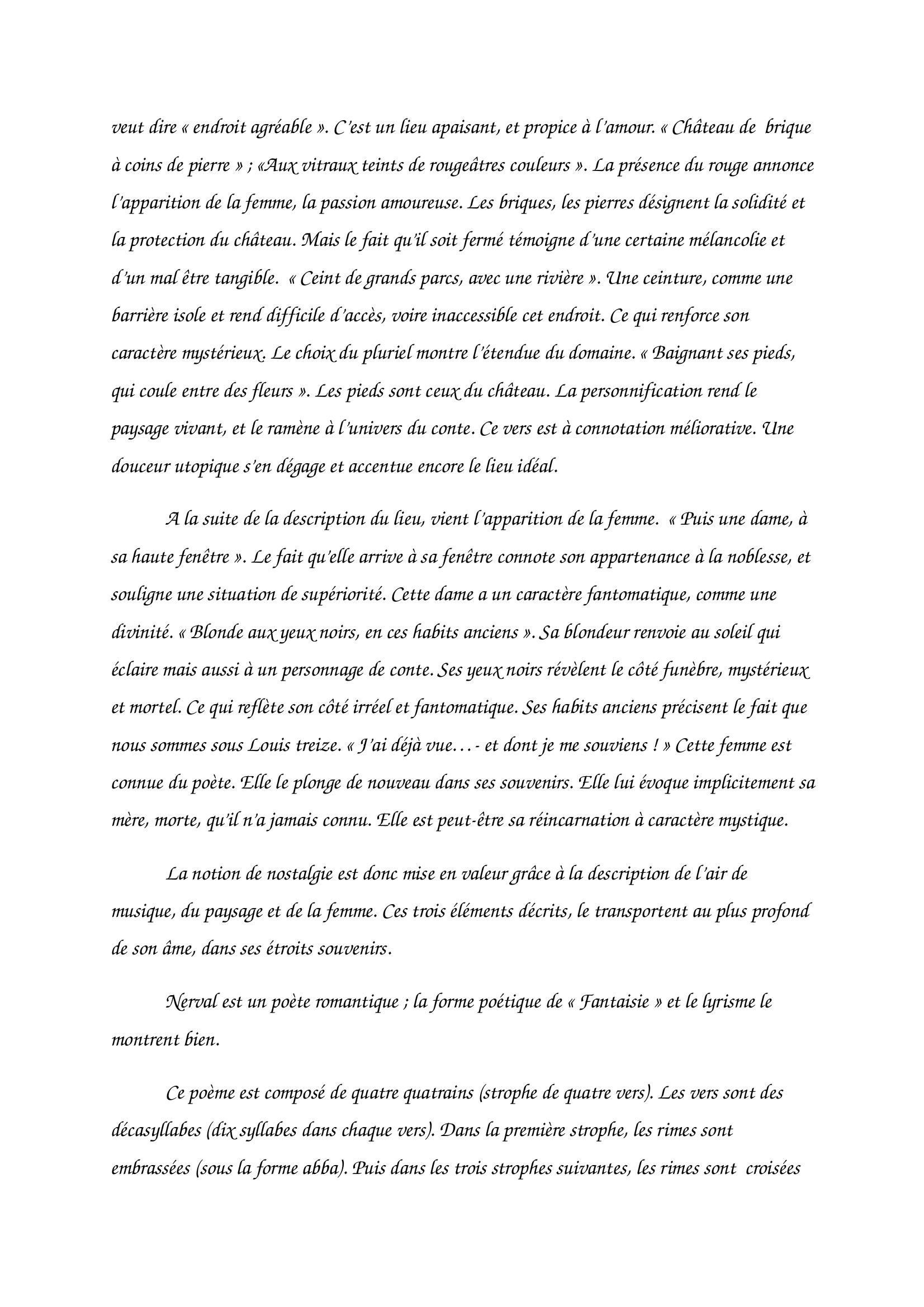 Prévisualisation du document Commentaire sur Fantaisie de Gérard de Nerval