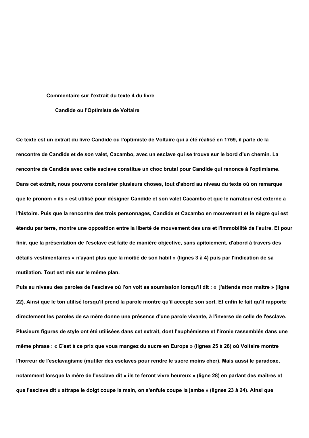 Prévisualisation du document Commentaire sur l'extrait du texte 4 du livre Candide ou l&#8217;Optimiste de Voltaire