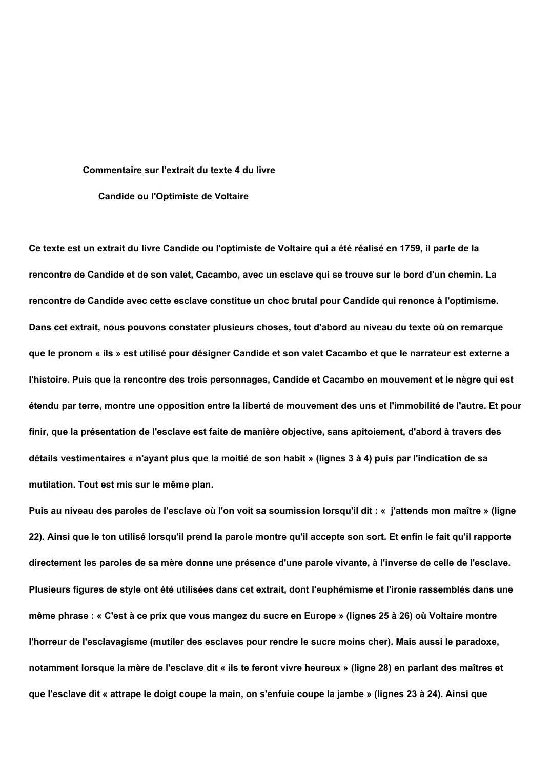 Prévisualisation du document Commentaire sur l'extrait du texte 4 du livre Candide ou l'Optimiste de Voltaire