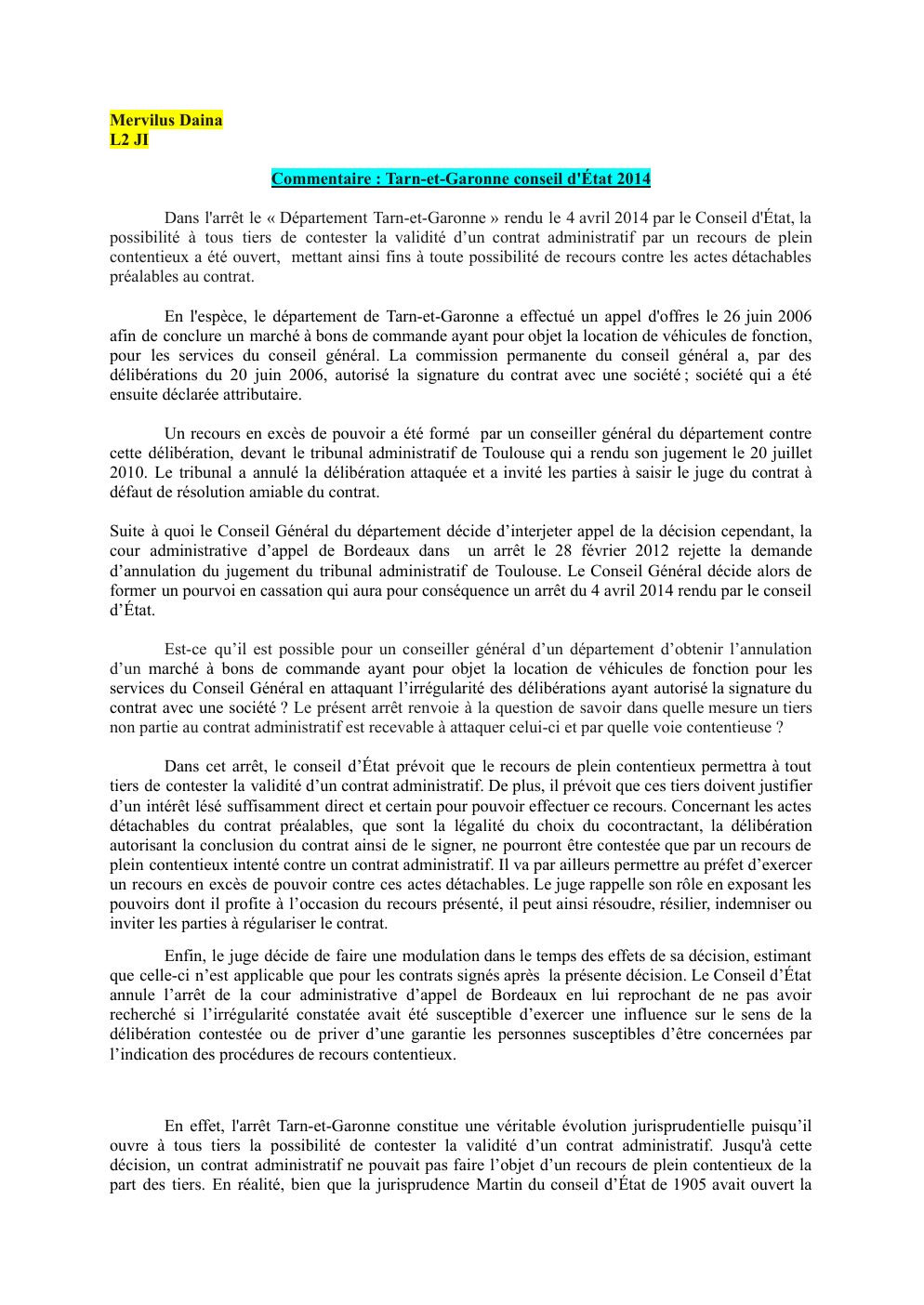 Prévisualisation du document Commentaire : Tarn-et-Garonne conseil d'État 2014