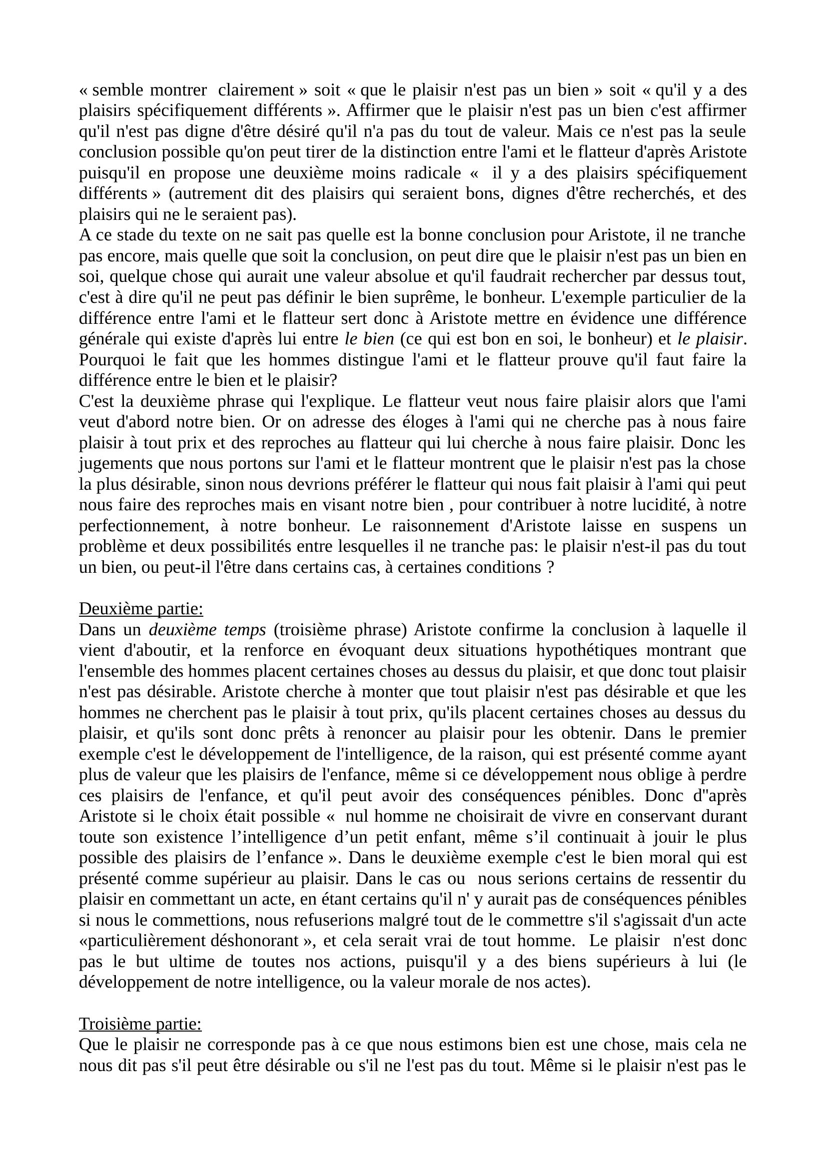 Prévisualisation du document Commentaire Texte d'Aristote Bonheur et plaisir