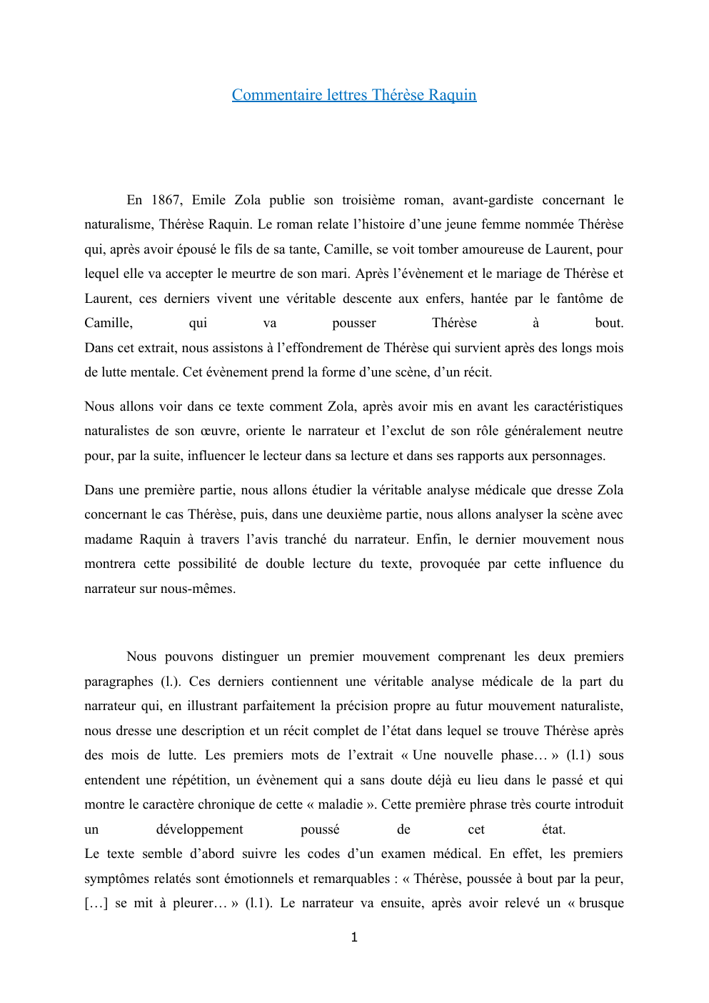 Prévisualisation du document Commentaire Thérèse Raquin