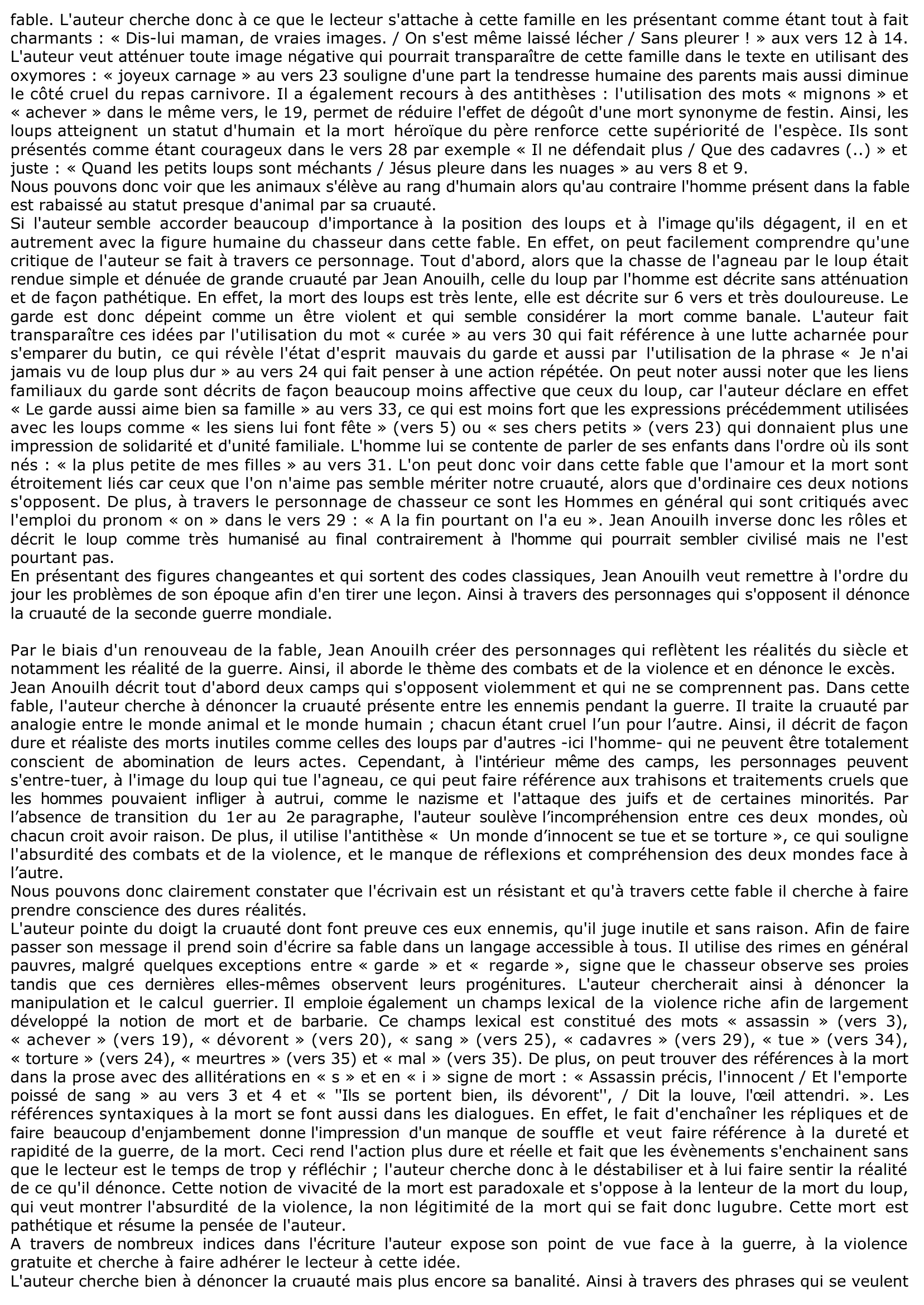 Prévisualisation du document Commentaite - Jean Anouilh : Le Loup, La Louve et les Louveteaux