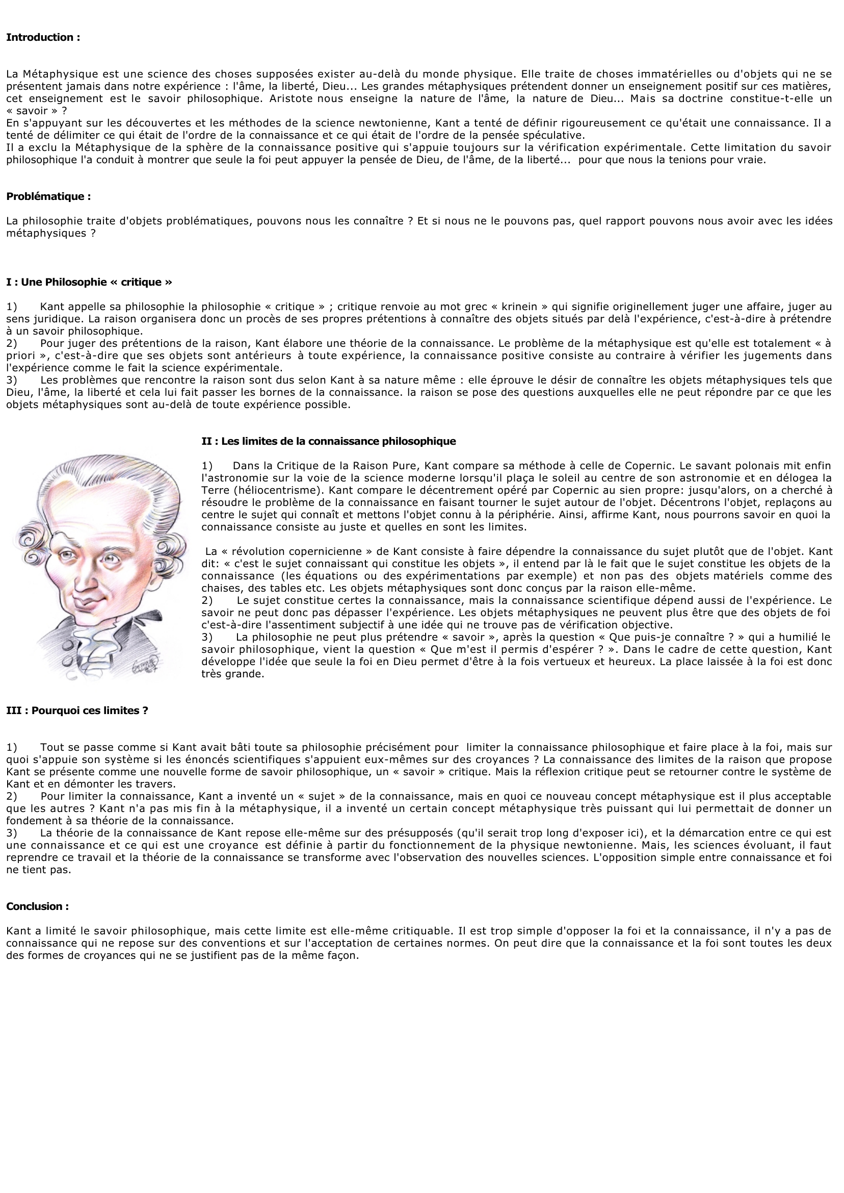 Prévisualisation du document Commentez cette réflexion de Kant: J'ai limité le savoir philosophique pour laisser place à la foi