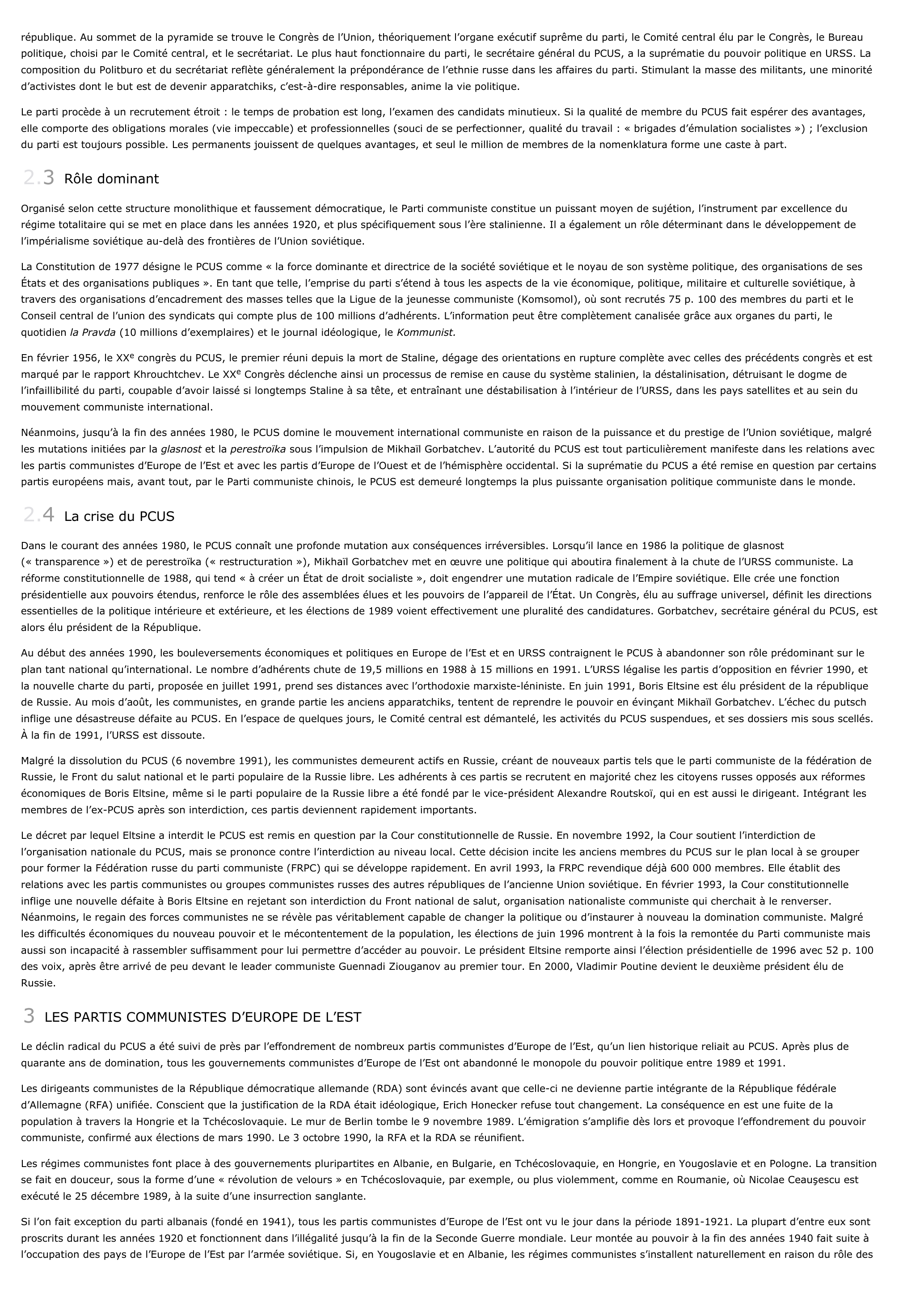 Prévisualisation du document communistes, partis (politique & socièté).