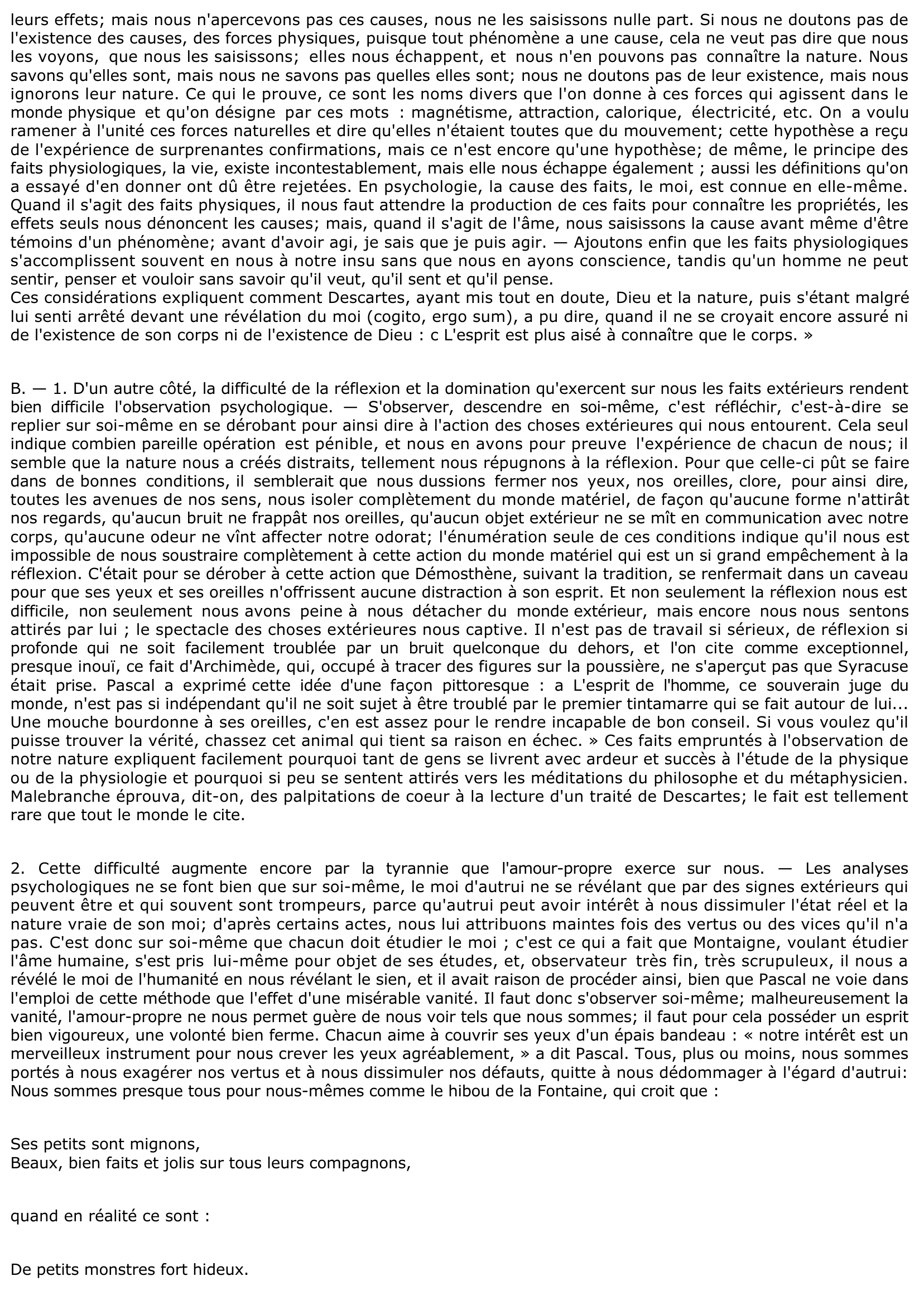 Prévisualisation du document Comparaison de l'observation interne et de l'observation externe ou sensible. Comparer l'expérience en physique et en psychologie.