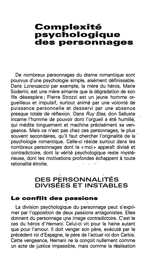 Prévisualisation du document Complexité psychologique des personnages dans le drame romantique