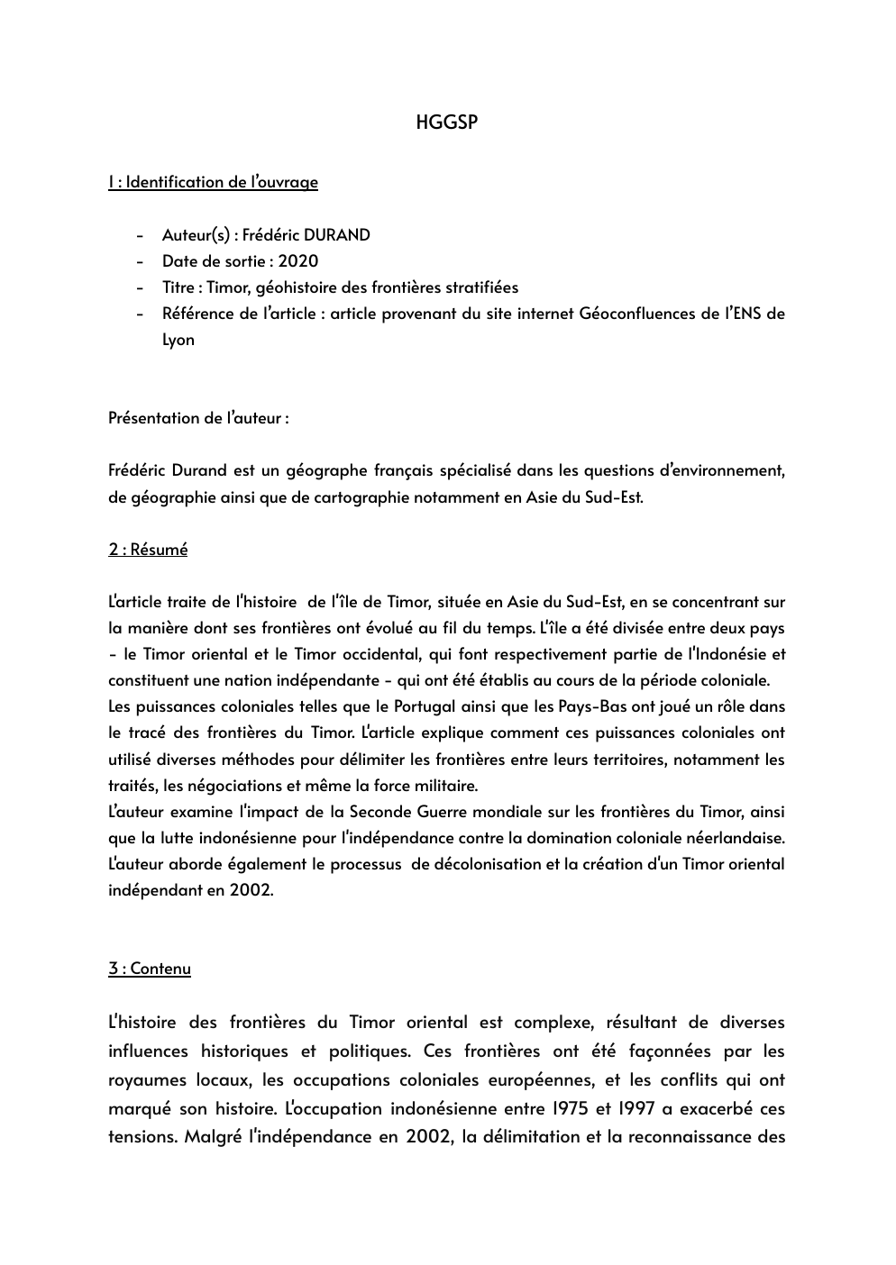 Prévisualisation du document Compte rendu d'un article sur Le Timor
