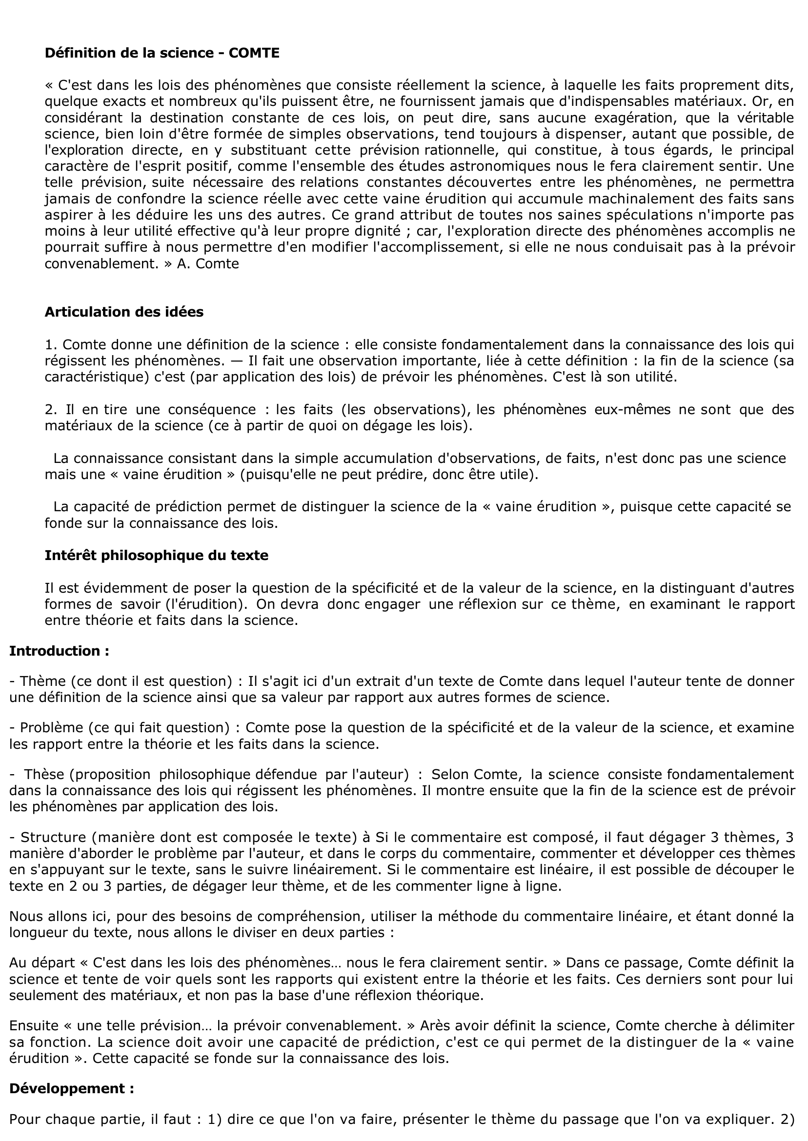 Prévisualisation du document Comte - Définition de la science.