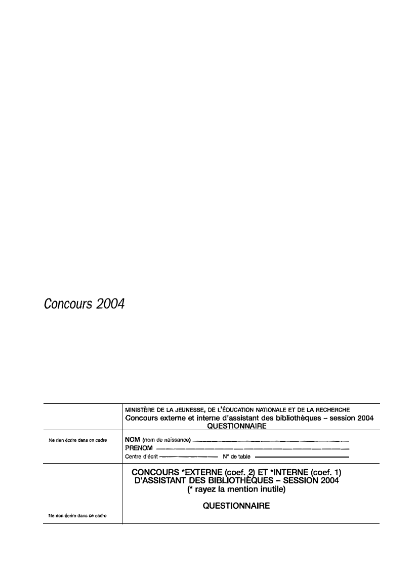 Prévisualisation du document Concours 2004 -  Assistant bibliothécaire - Médiations numériques et culturelles