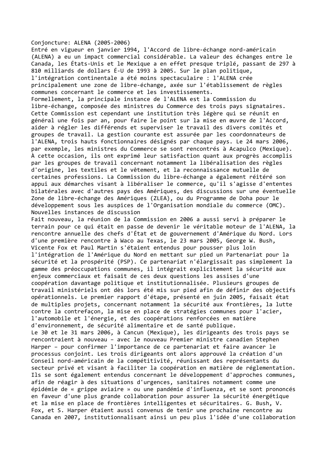 Prévisualisation du document Conjoncture : ALENA (2005-2006)