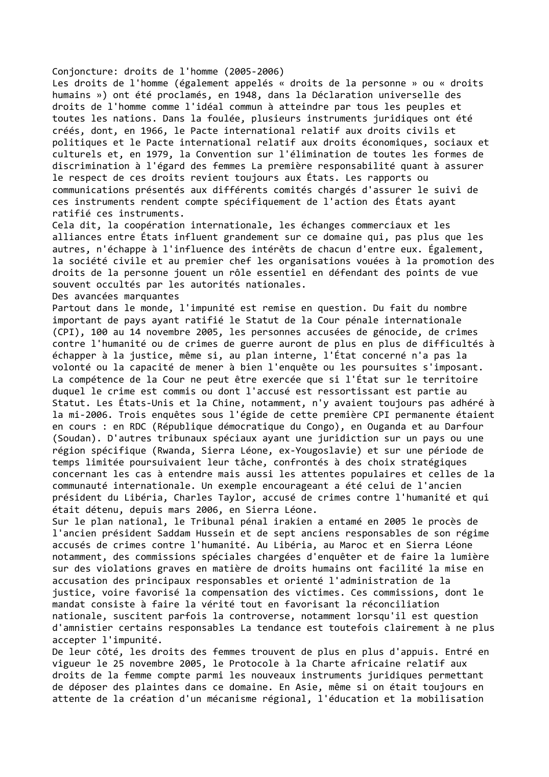 Prévisualisation du document Conjoncture : droits de l'homme (2005-2006)