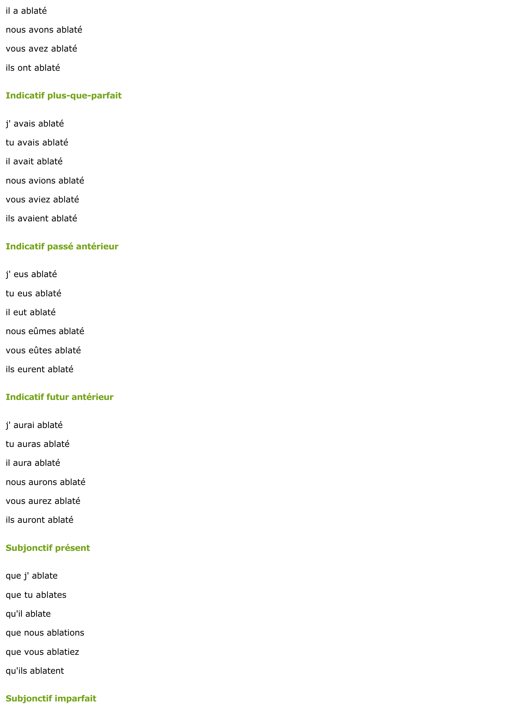 Prévisualisation du document CONJUGAISON DU VERBE: ABLATER