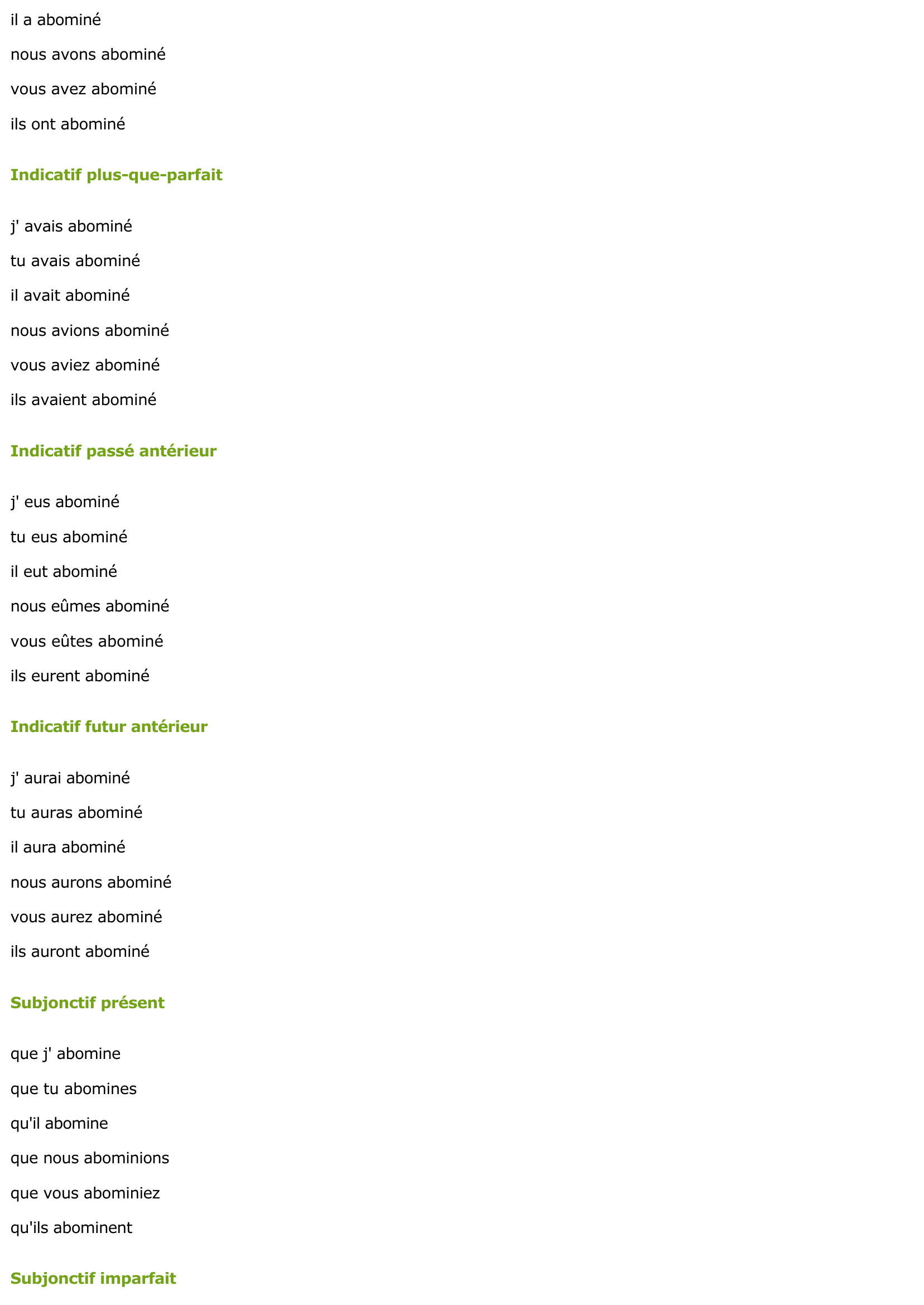 Prévisualisation du document CONJUGAISON DU VERBE: ABOMINER