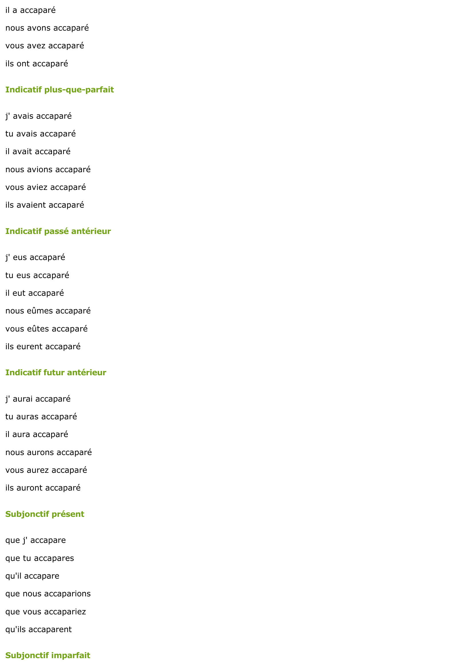 Prévisualisation du document CONJUGAISON DU VERBE: ACCAPARER