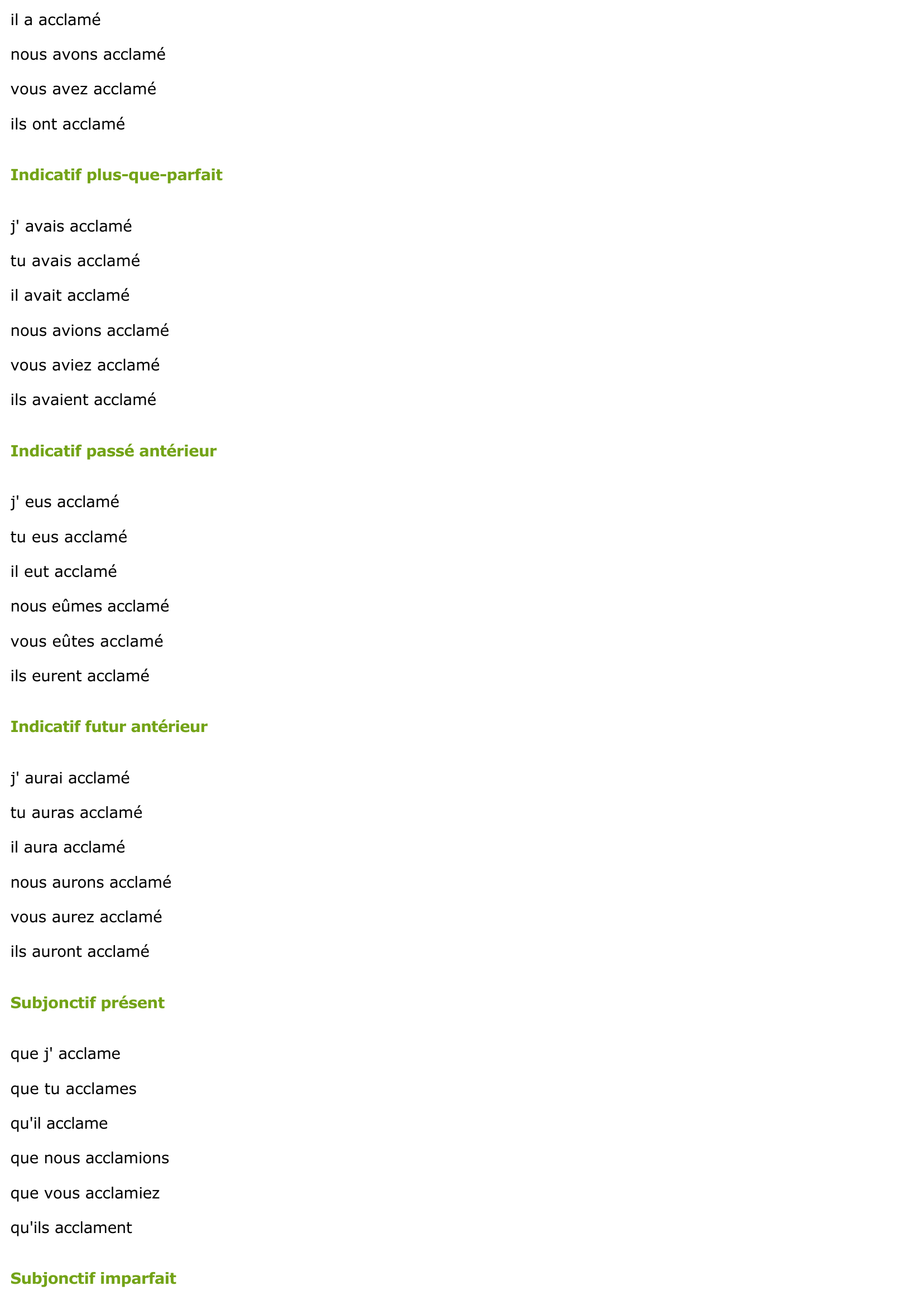 Prévisualisation du document CONJUGAISON DU VERBE: ACCLAMER