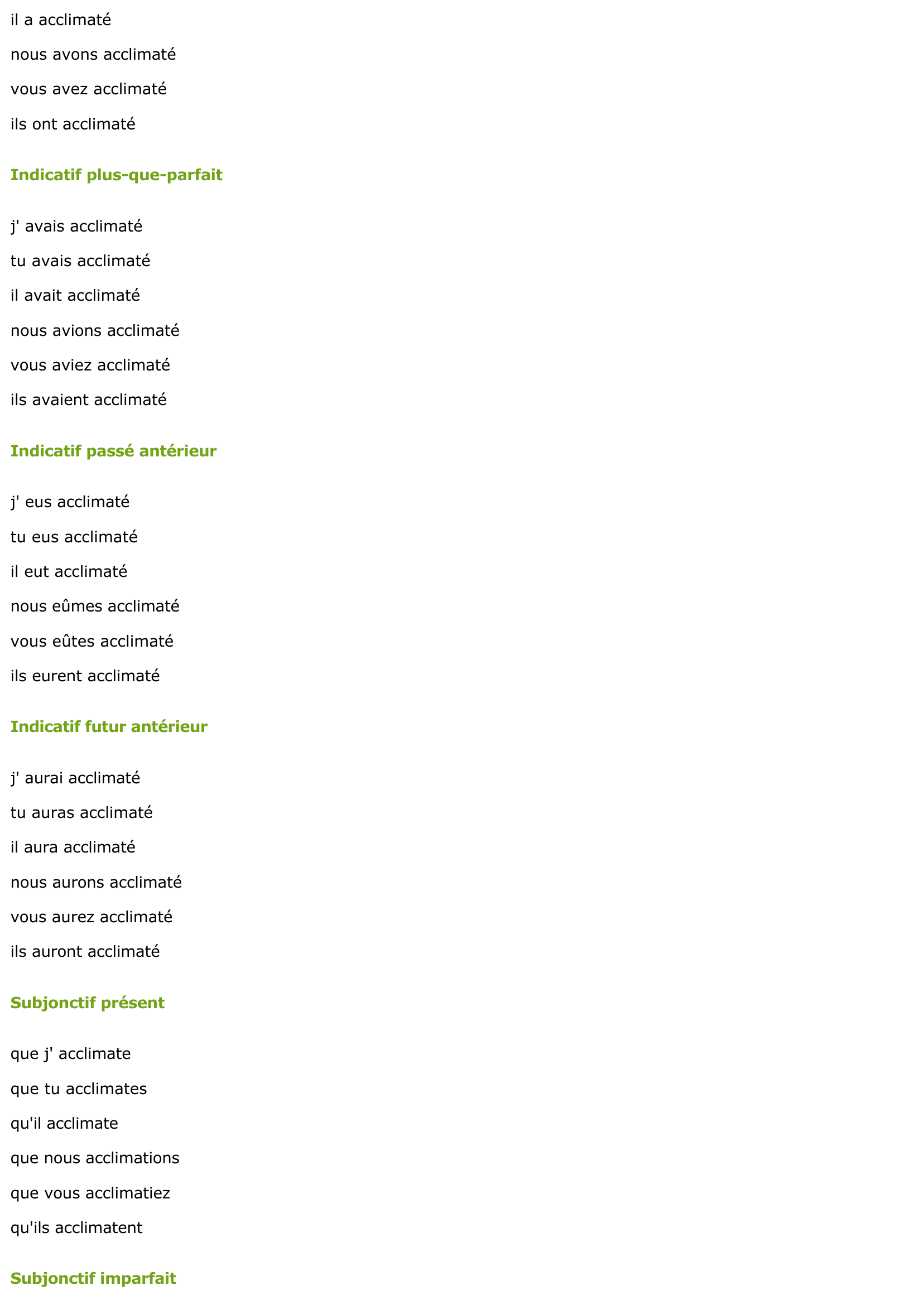 Prévisualisation du document CONJUGAISON DU VERBE: ACCLIMATER