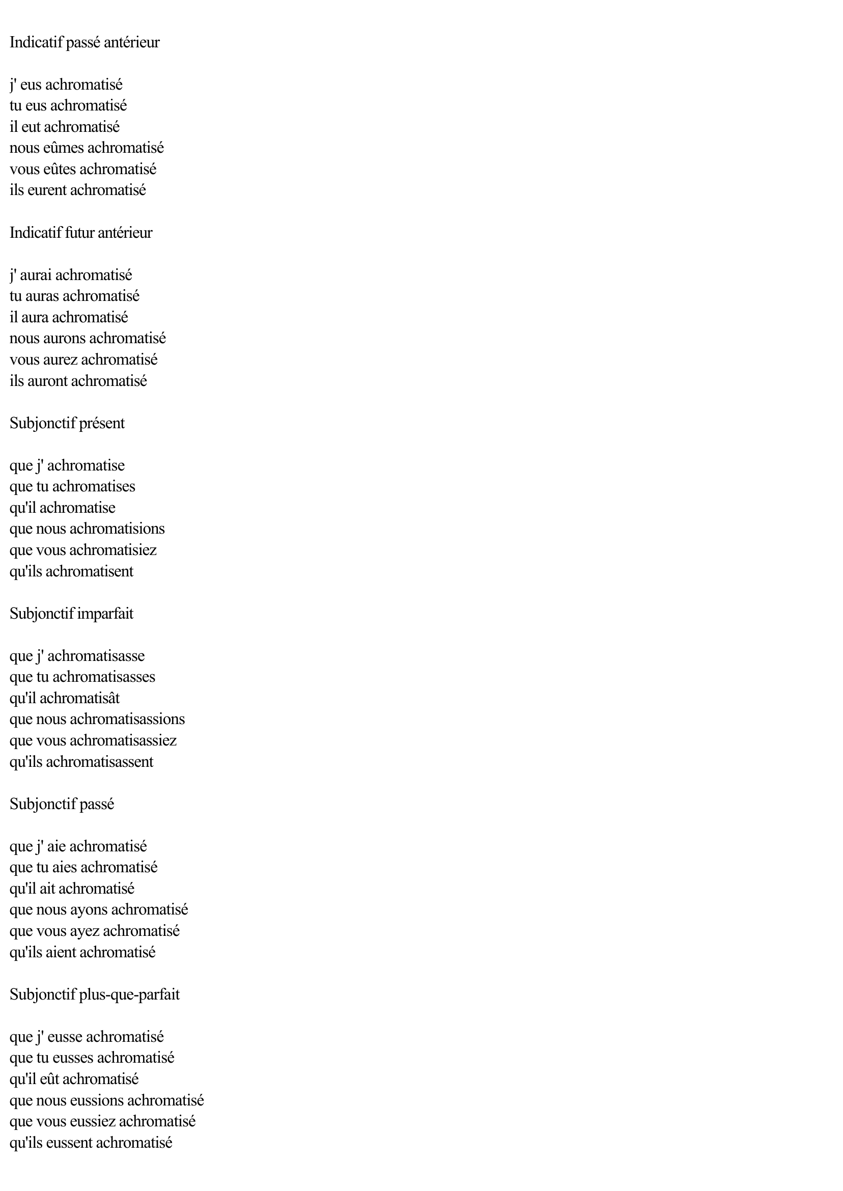 Prévisualisation du document CONJUGAISON DU VERBE: ACHROMATISER