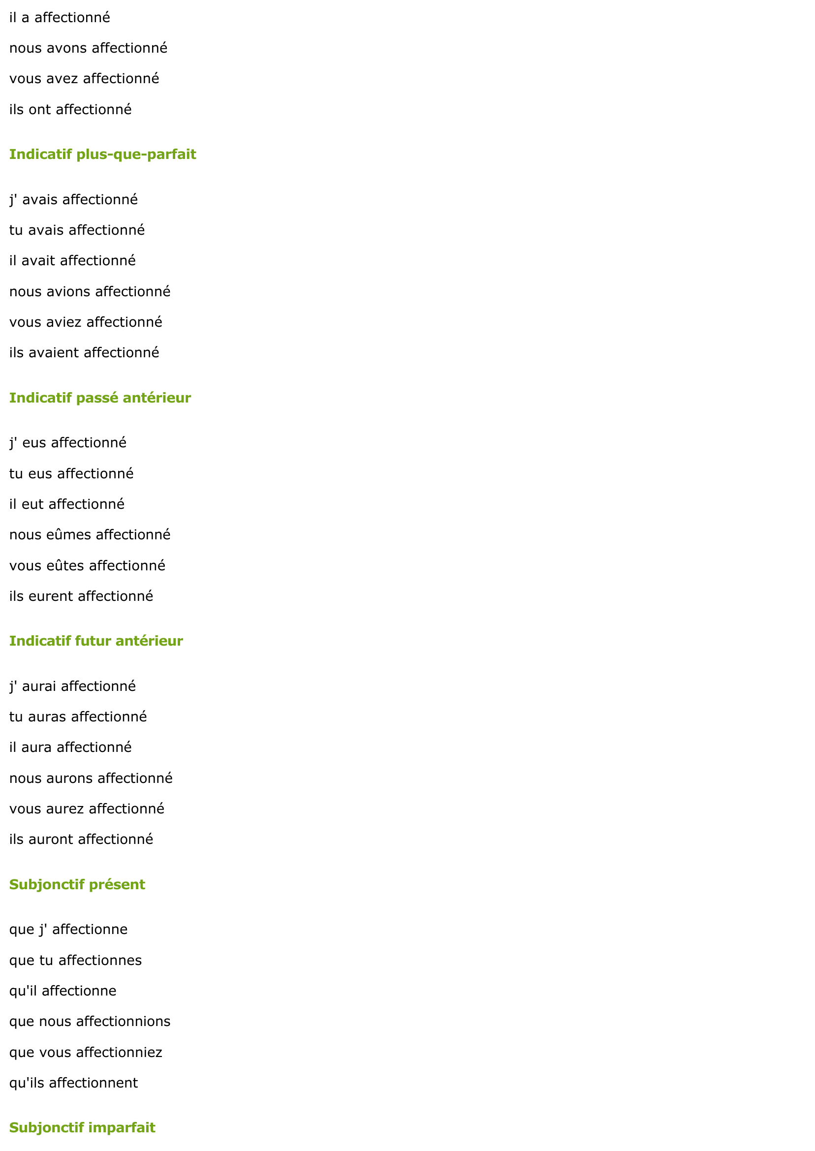 Prévisualisation du document CONJUGAISON DU VERBE: AFFECTIONNER