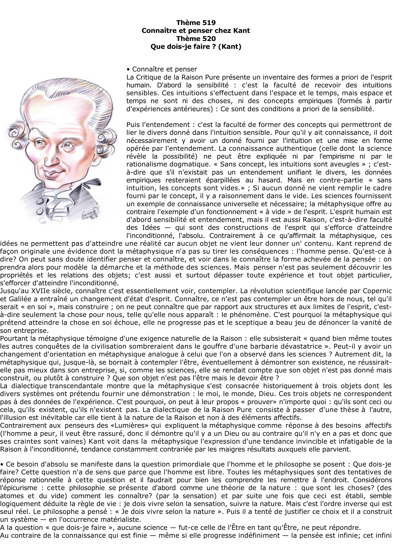Prévisualisation du document Connaître et penser chez Kant