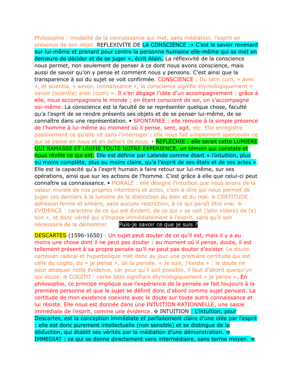 Prévisualisation du document Conscience - Philosophie : modalité de la connaissance