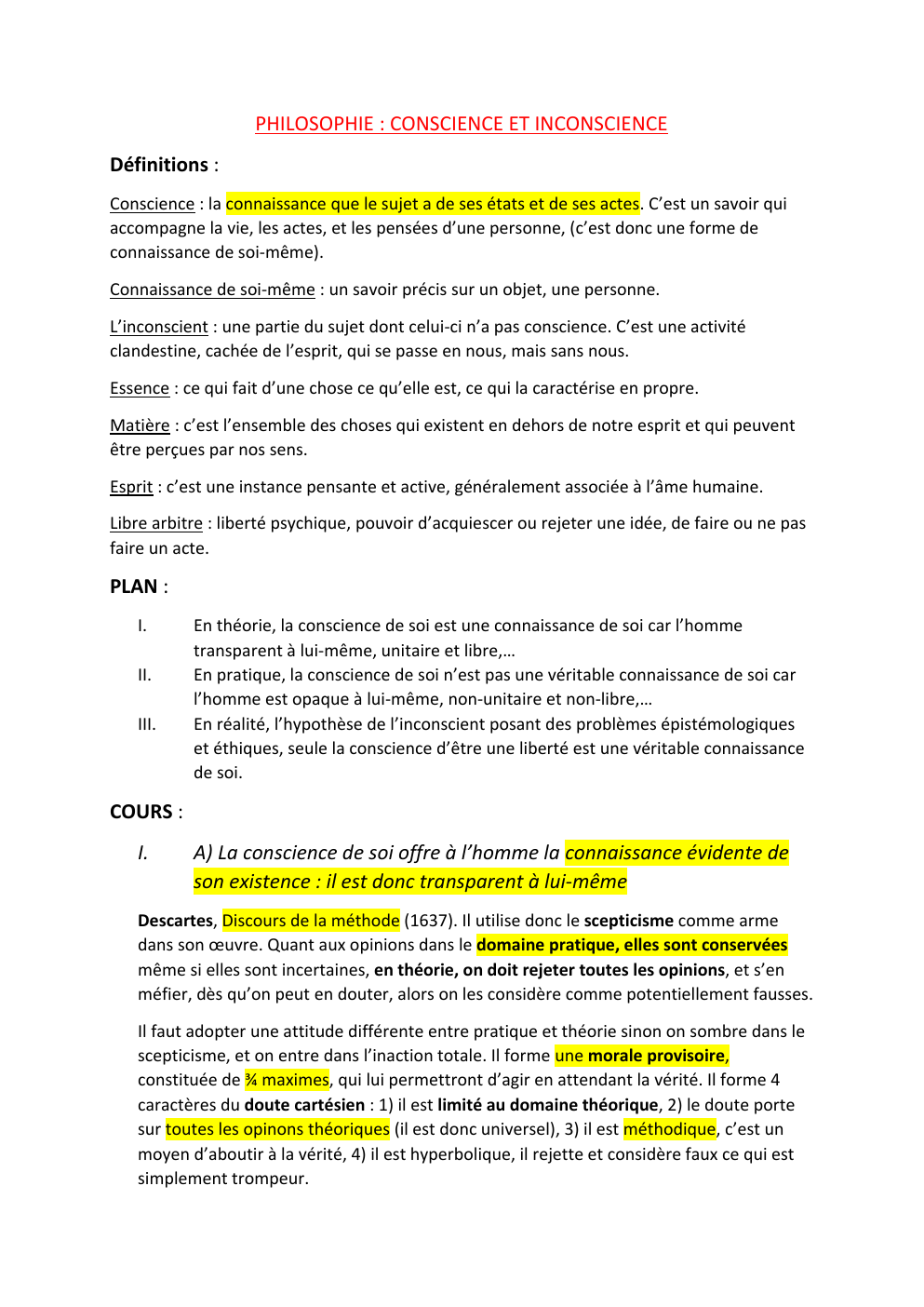 Prévisualisation du document Conscient et inconscient