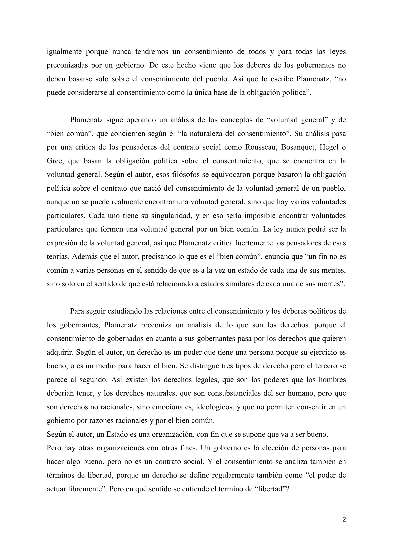 Prévisualisation du document Consentimiento, libertad obligación política, P. Plamenatz