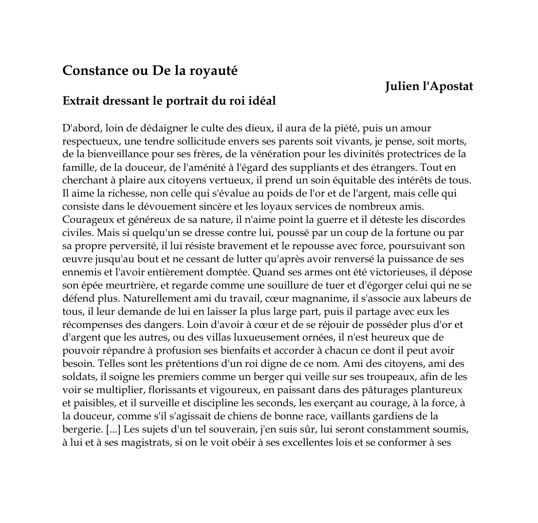 Prévisualisation du document Constance ou De la royautéJulien l'ApostatExtrait dressant le portrait du