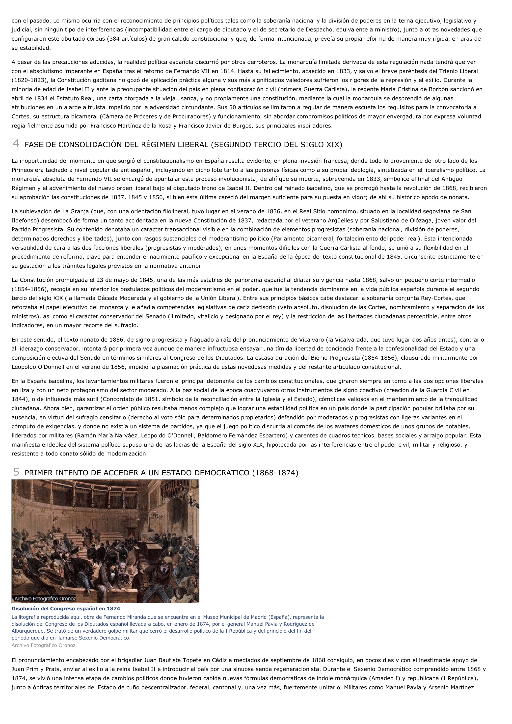 Prévisualisation du document Constitucionalismo español - historia.