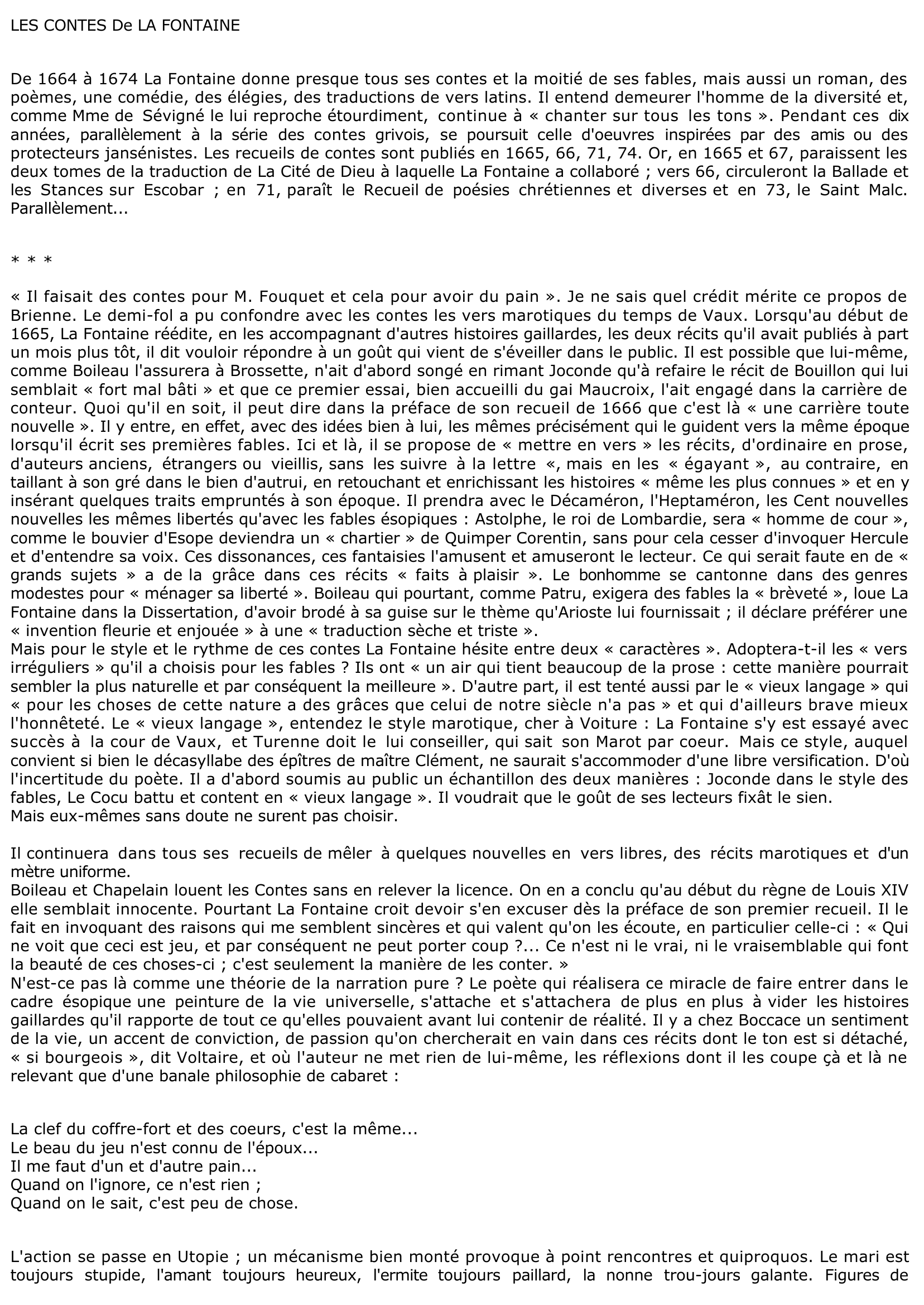 Prévisualisation du document CONTES, de La Fontaine