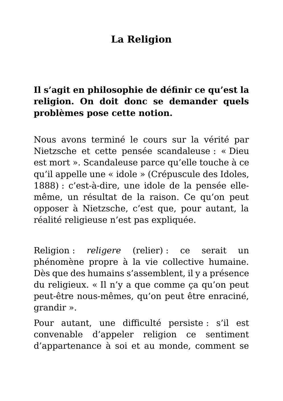 Prévisualisation du document Contrôle: la religion