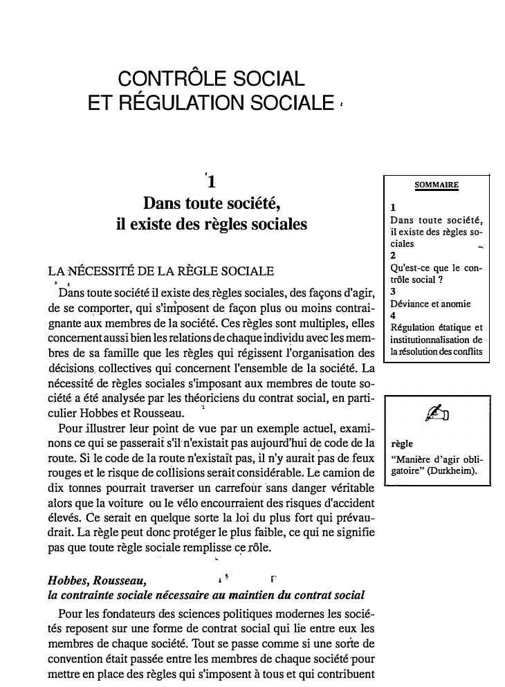 Prévisualisation du document CONTRÔLE SOCIAL ET RÉGULATION SOCIALE