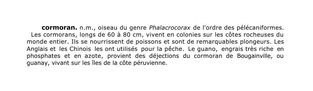 Prévisualisation du document CORMORAN