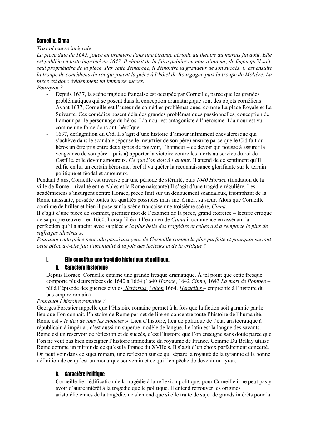 Prévisualisation du document Corneille, Cinna  Travail œuvre intégrale