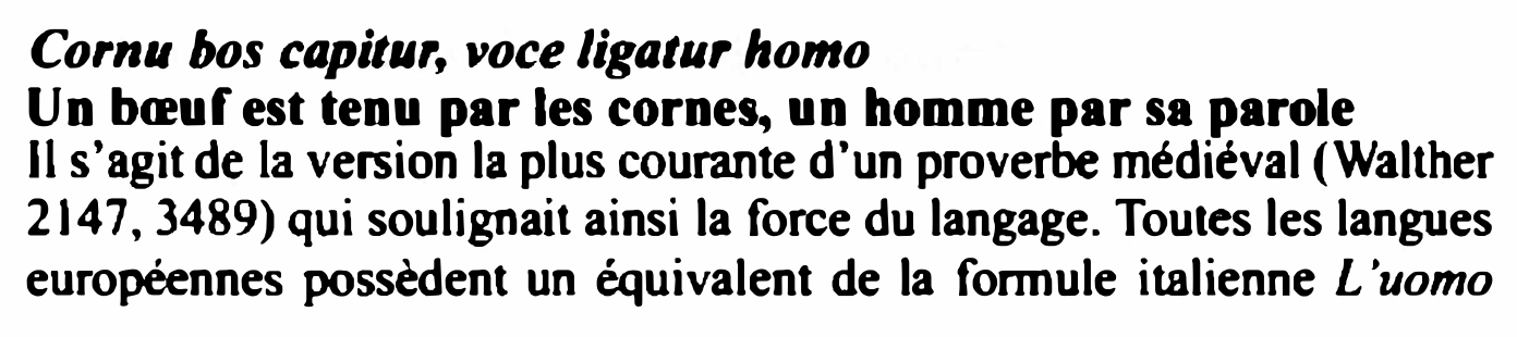 Prévisualisation du document Cornu bos capitur, voce ligatur homo