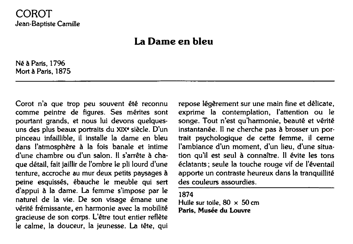 Prévisualisation du document COROT Jean-Baptiste Camille : La Dame en bleu