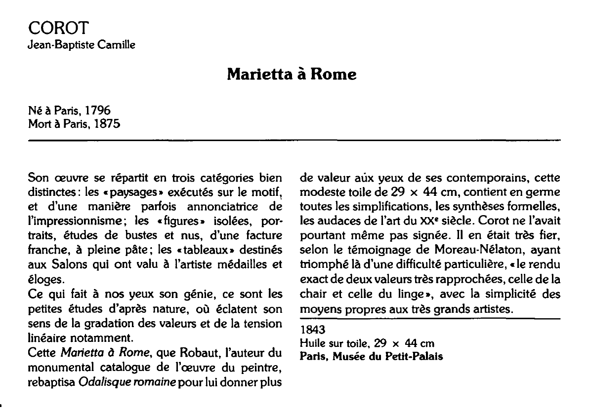 Prévisualisation du document COROT Jean-Baptiste : Camille Marietta à Rome