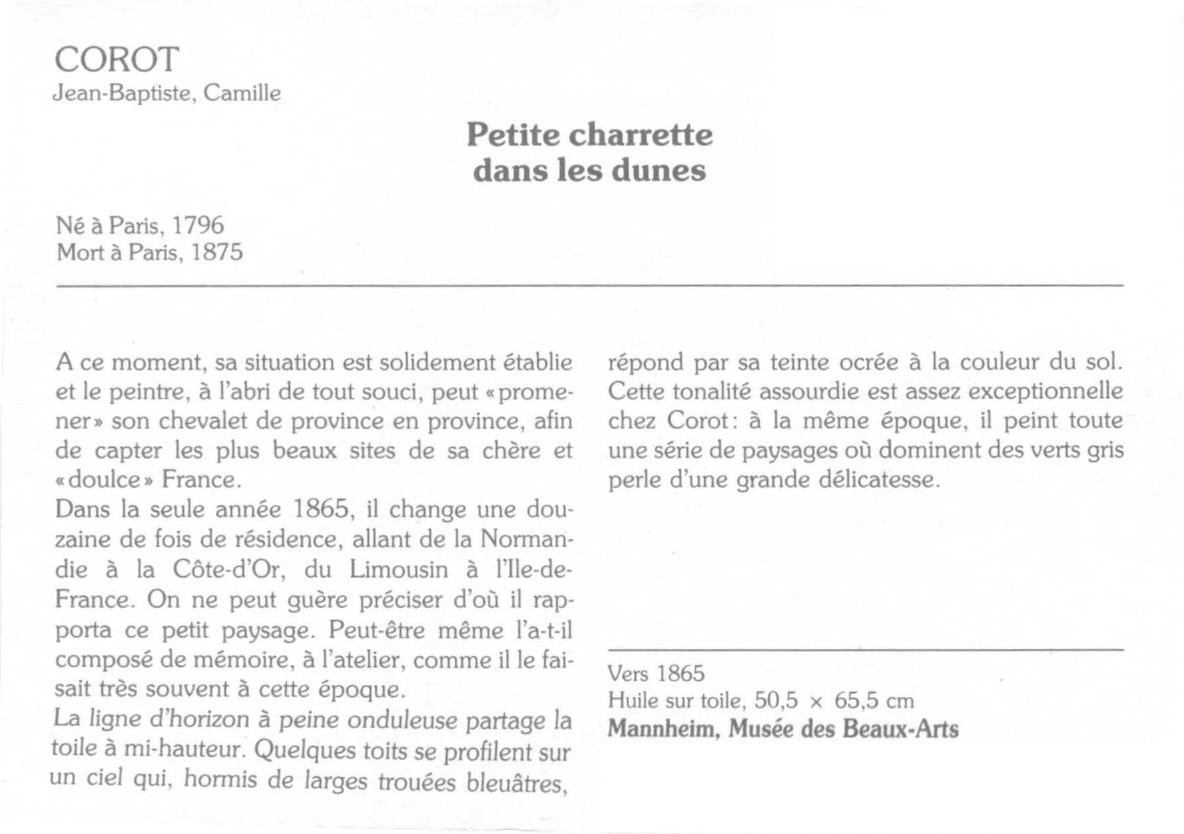 Prévisualisation du document COROT Jean-Baptiste, Camille : Petite charrette dans les dunes